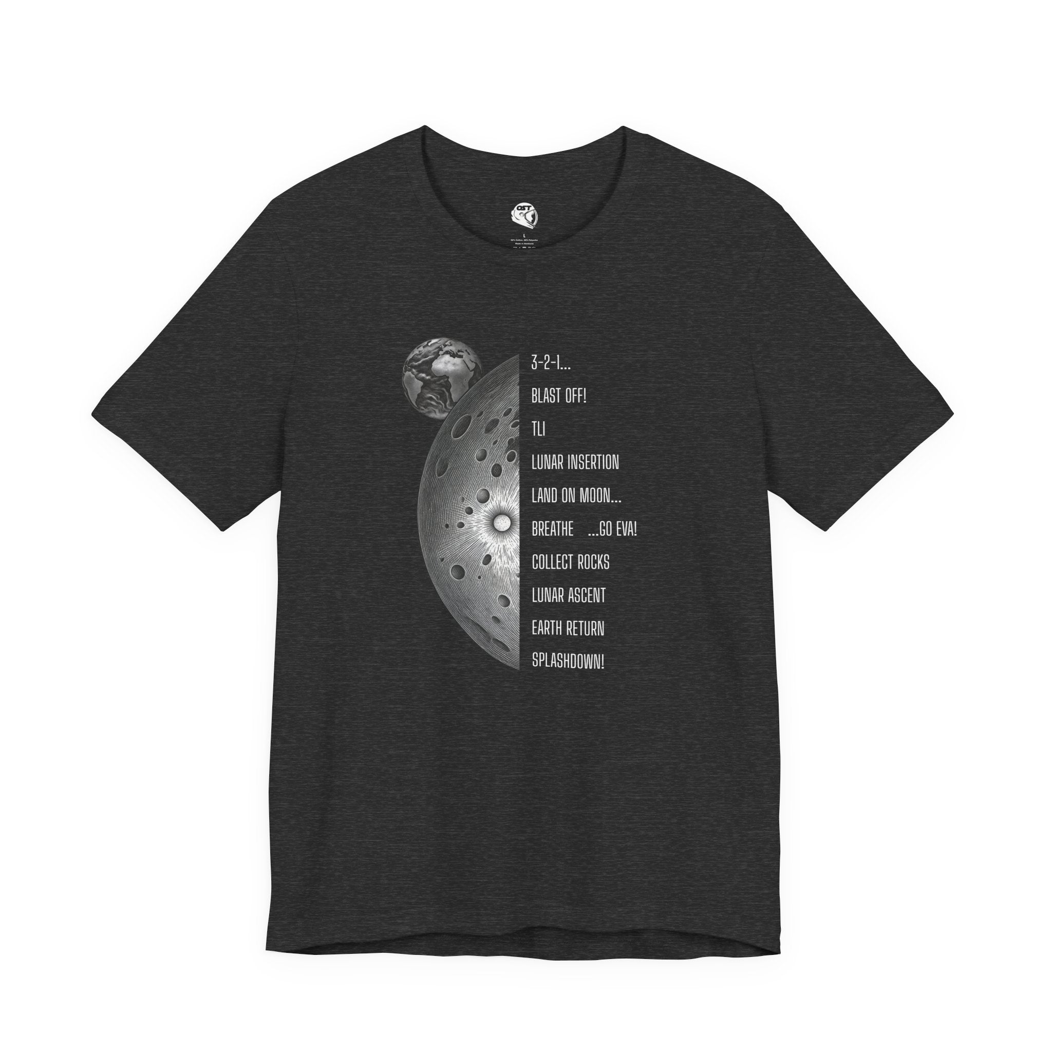 Artemis Mission Timeline with Moon T-shirt | Space Mission Vintage Graphic Tee