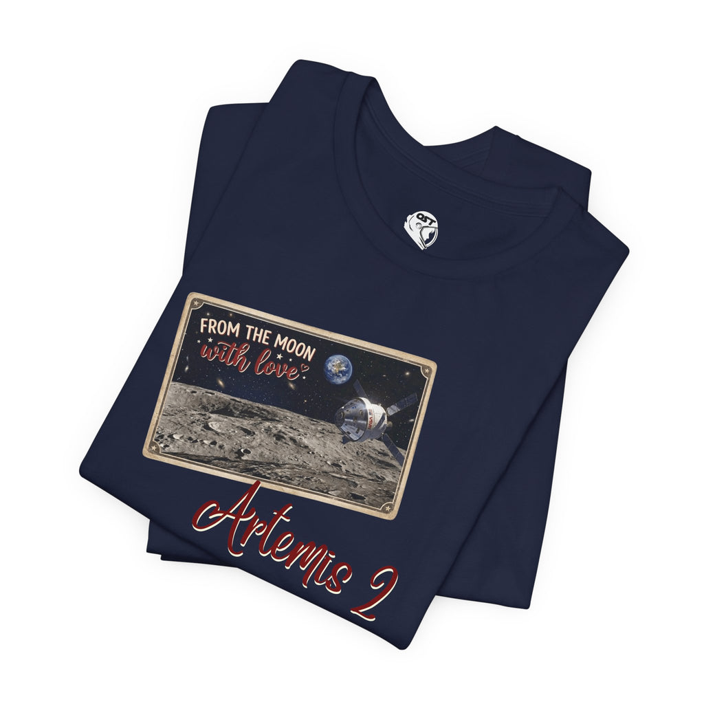 Artemis 2 Moon Postcard T-shirt | Space Mission Graphic Tee