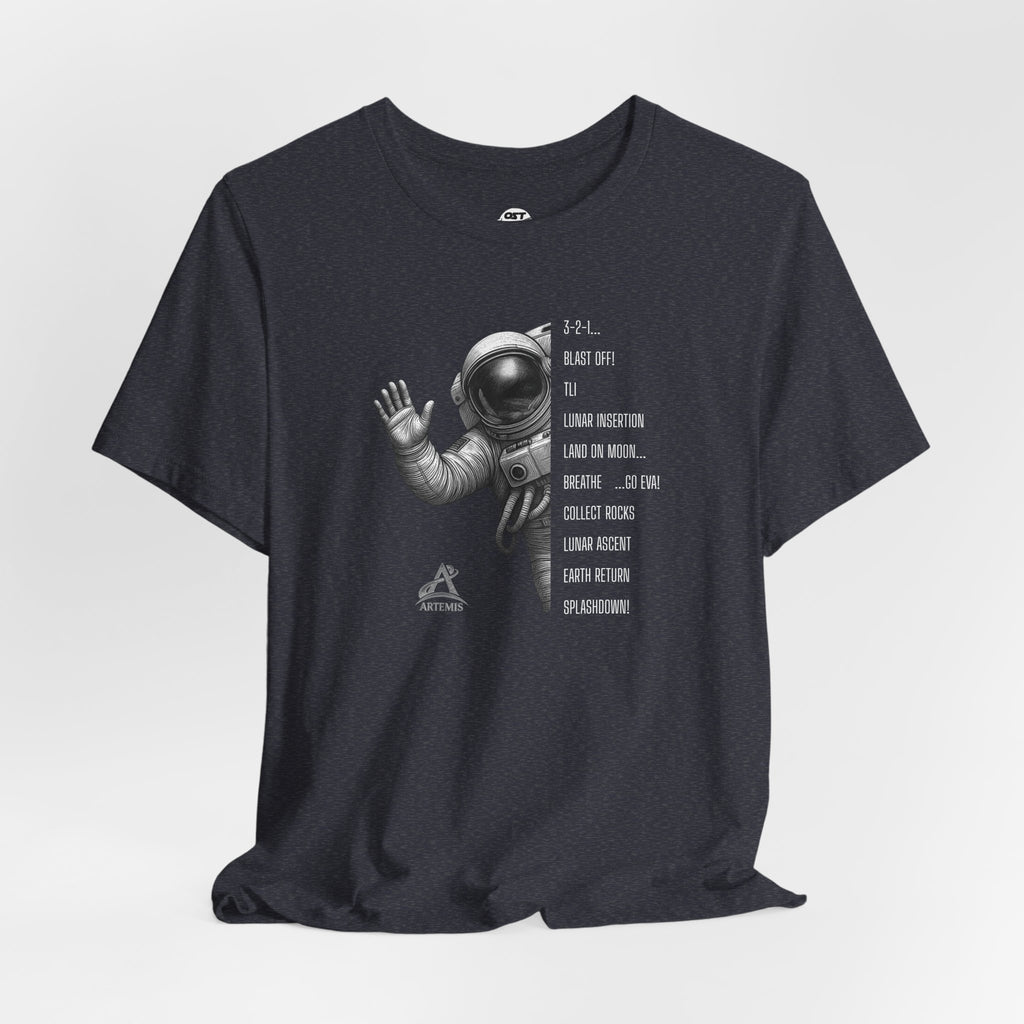 Artemis Mission Timeline with Astronaut | Space Mission Vintage Graphic Tee