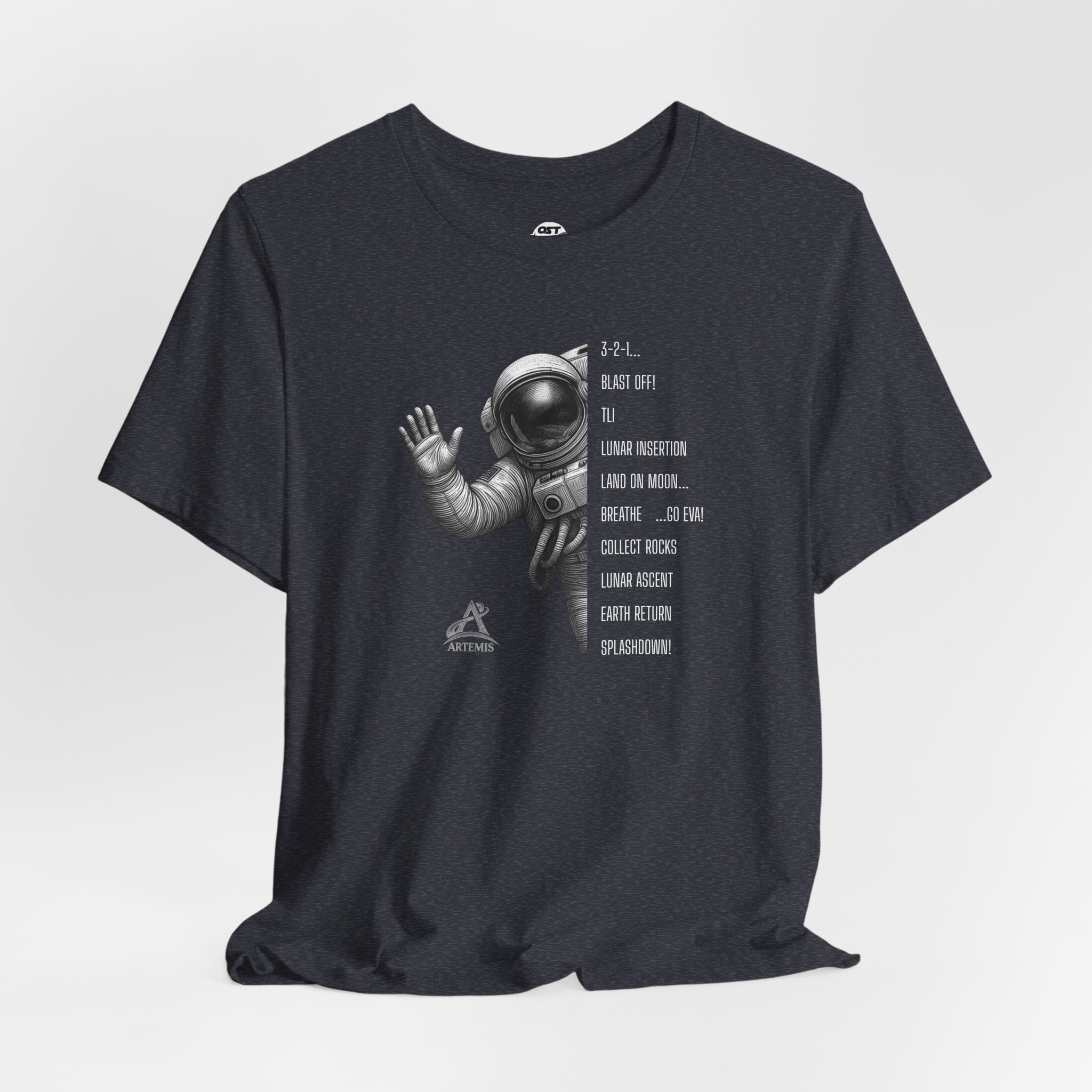 Artemis Mission Timeline with Astronaut | Space Mission Vintage Graphic Tee