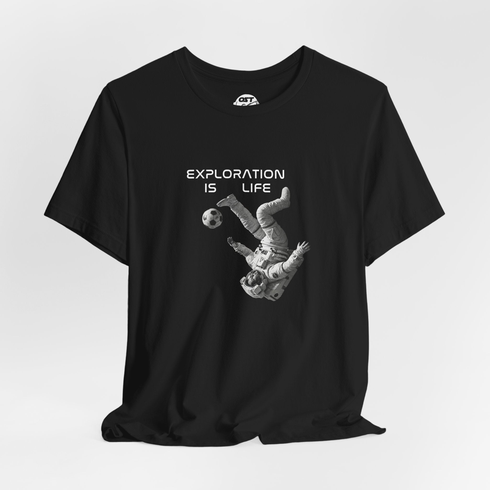 Exploration Is Life Astronaut Soccer Tee | Space Exploration Graphic Shirt