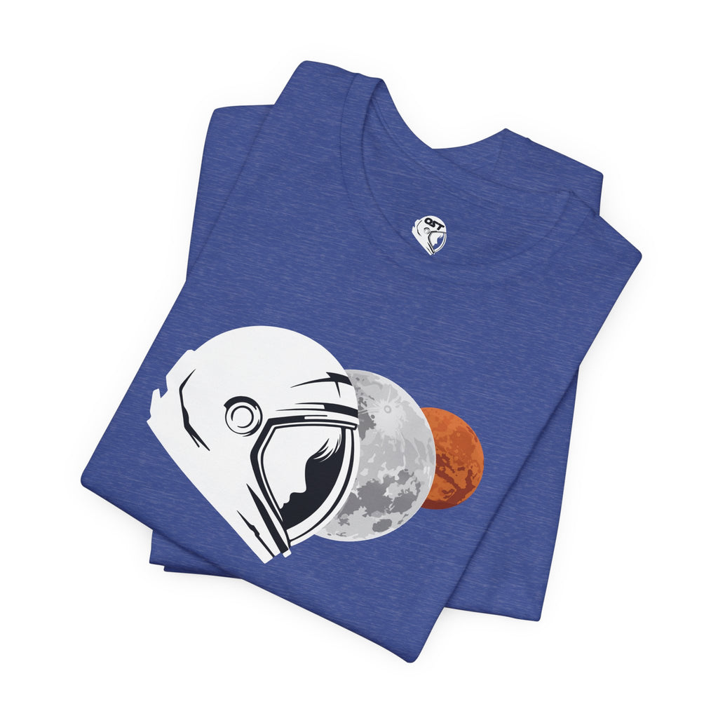 Astronaut with Moon & Mars T-shirt | Space Exploration Graphic Tee