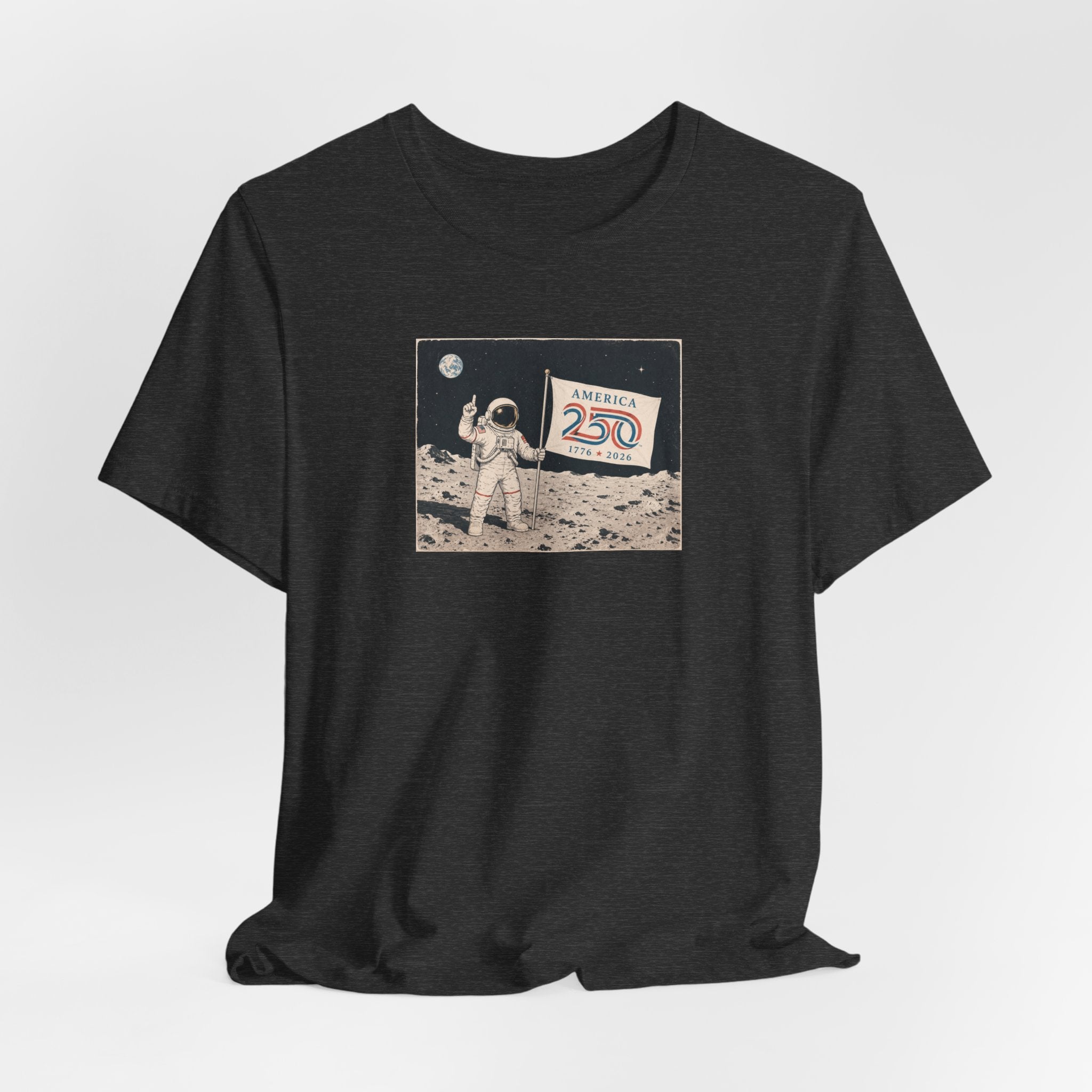 Astronaut on Moon 250th Anniversary T-Shirt | Americana Space Flag