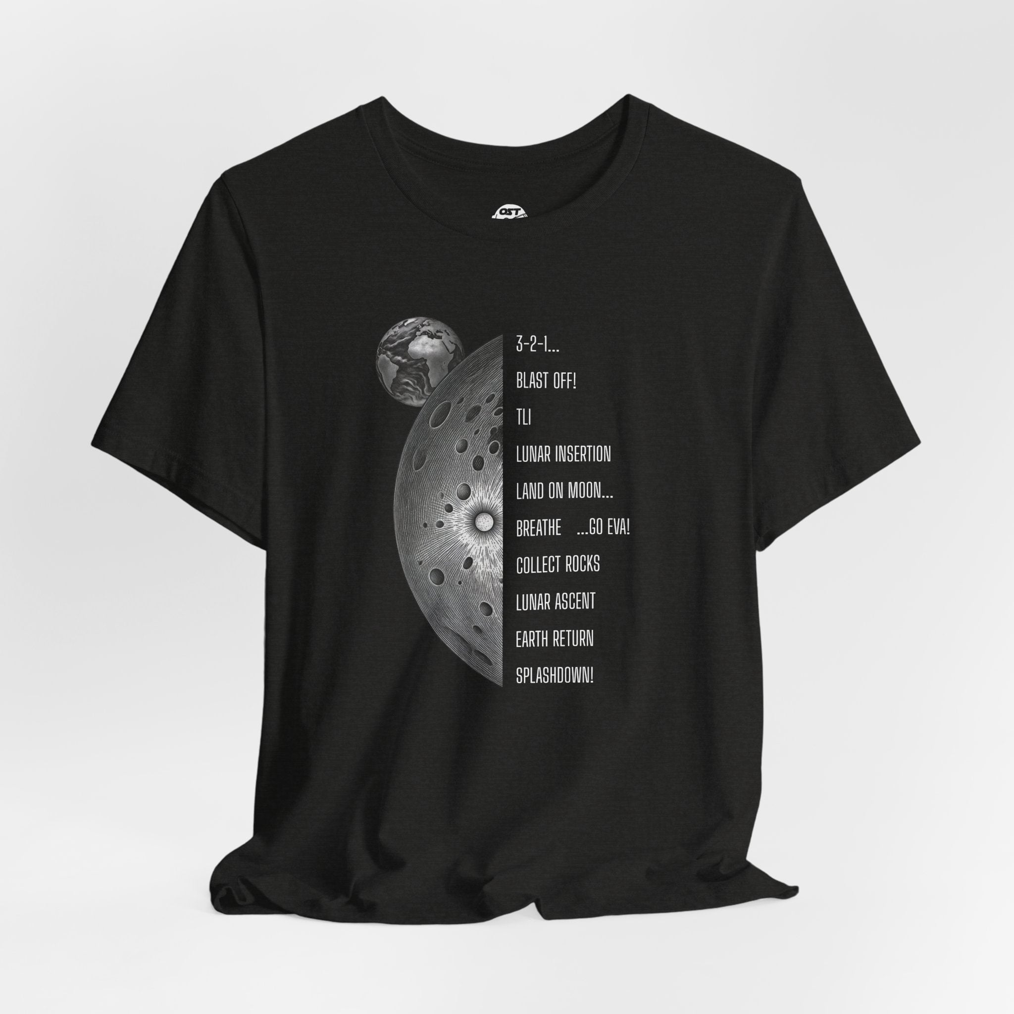 Artemis Mission Timeline with Moon T-shirt | Space Mission Vintage Graphic Tee