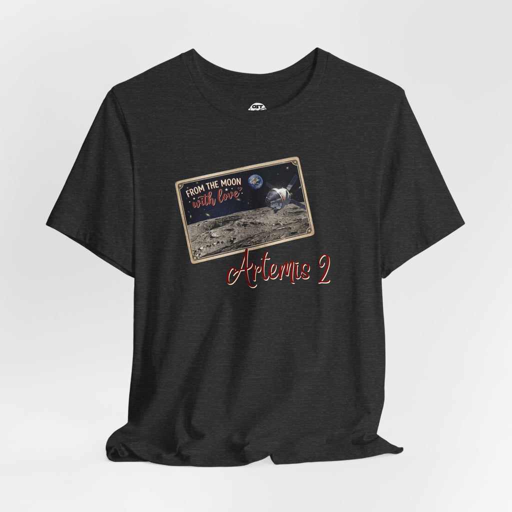 Artemis 2 Moon Postcard T-shirt | Space Mission Graphic Tee