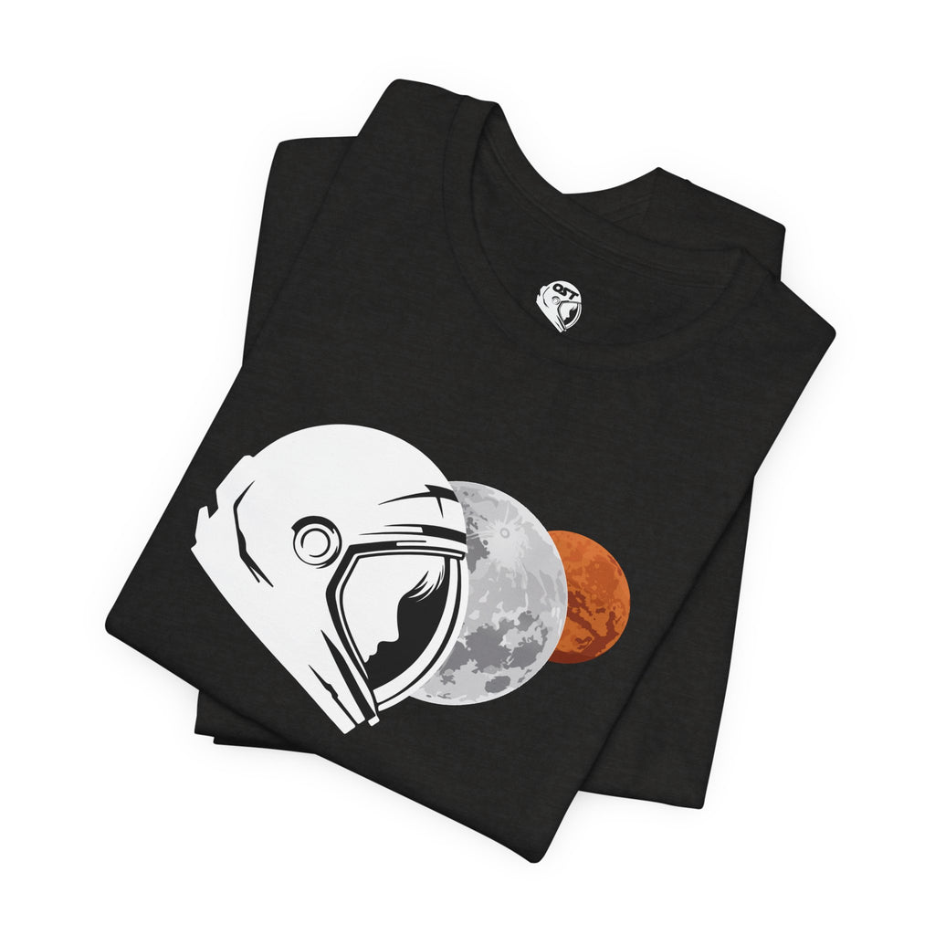Astronaut with Moon & Mars T-shirt | Space Exploration Graphic Tee
