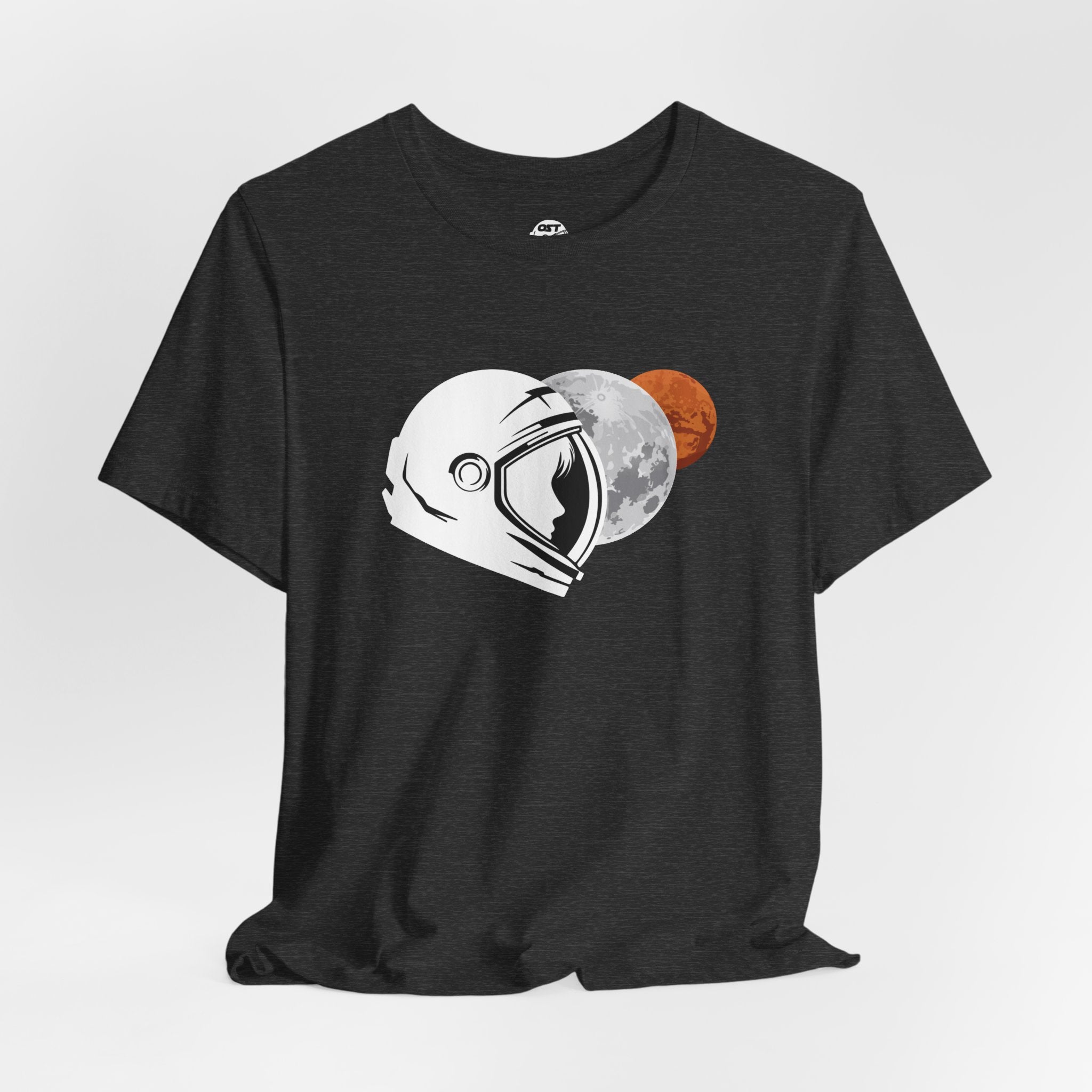Astronaut with Moon & Mars T-shirt | Space Exploration Graphic Tee