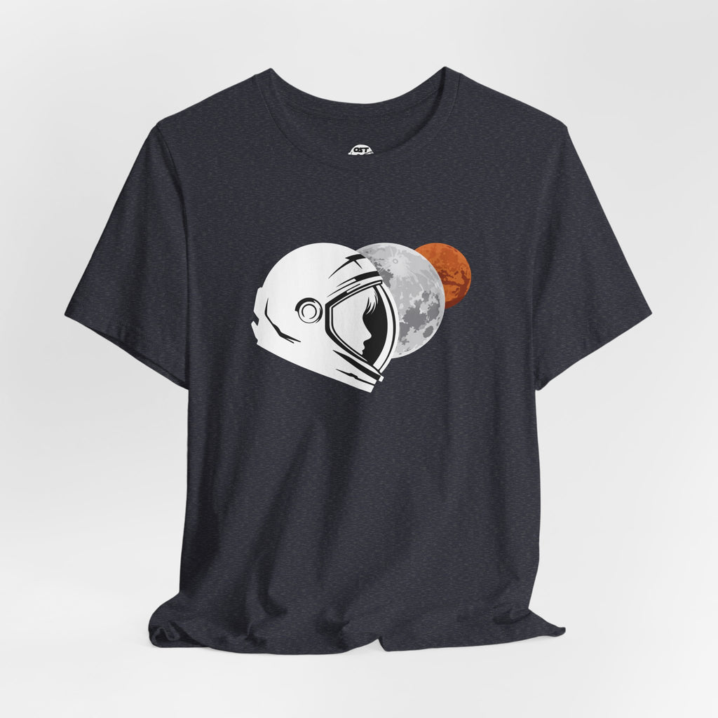 Astronaut with Moon & Mars T-shirt | Space Exploration Graphic Tee