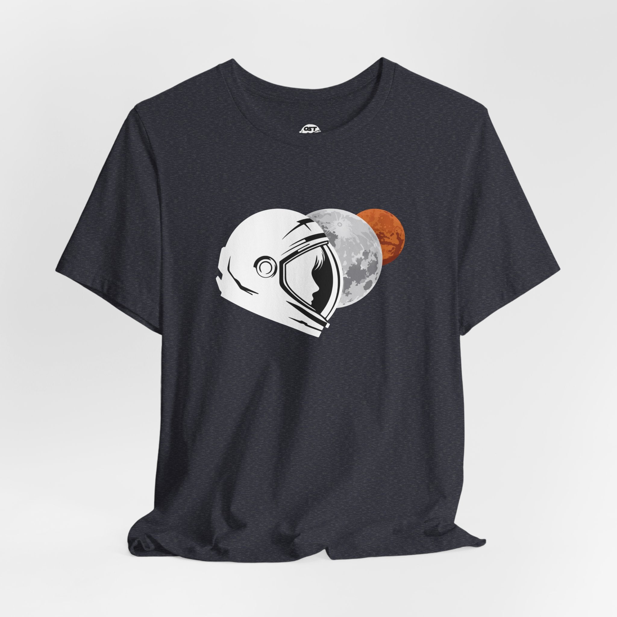 Astronaut with Moon & Mars T-shirt | Space Exploration Graphic Tee