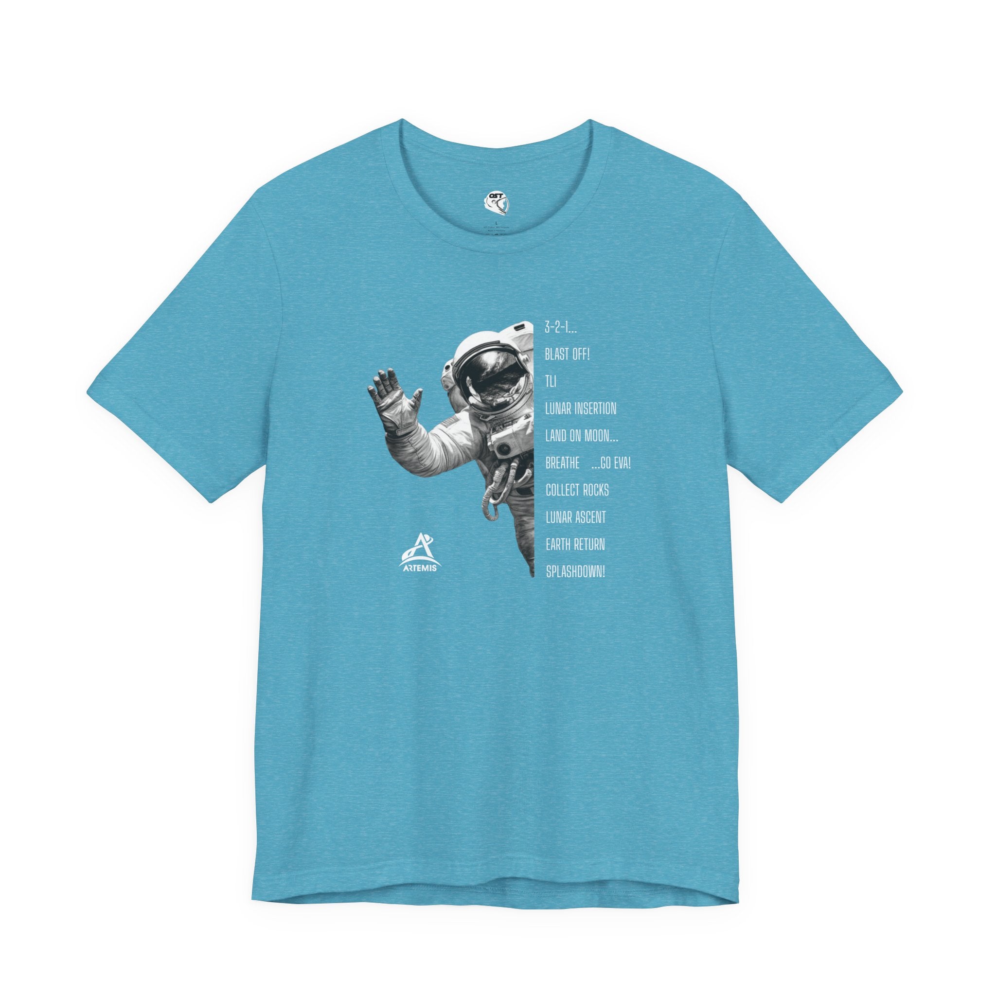 Artemis Mission Timeline with Astronaut T-shirt | Space Mission Graphic Tee
