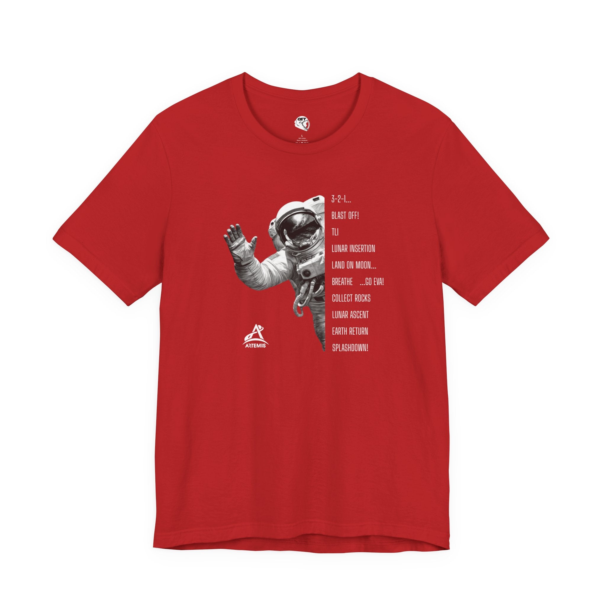 Artemis Mission Timeline with Astronaut T-shirt | Space Mission Graphic Tee