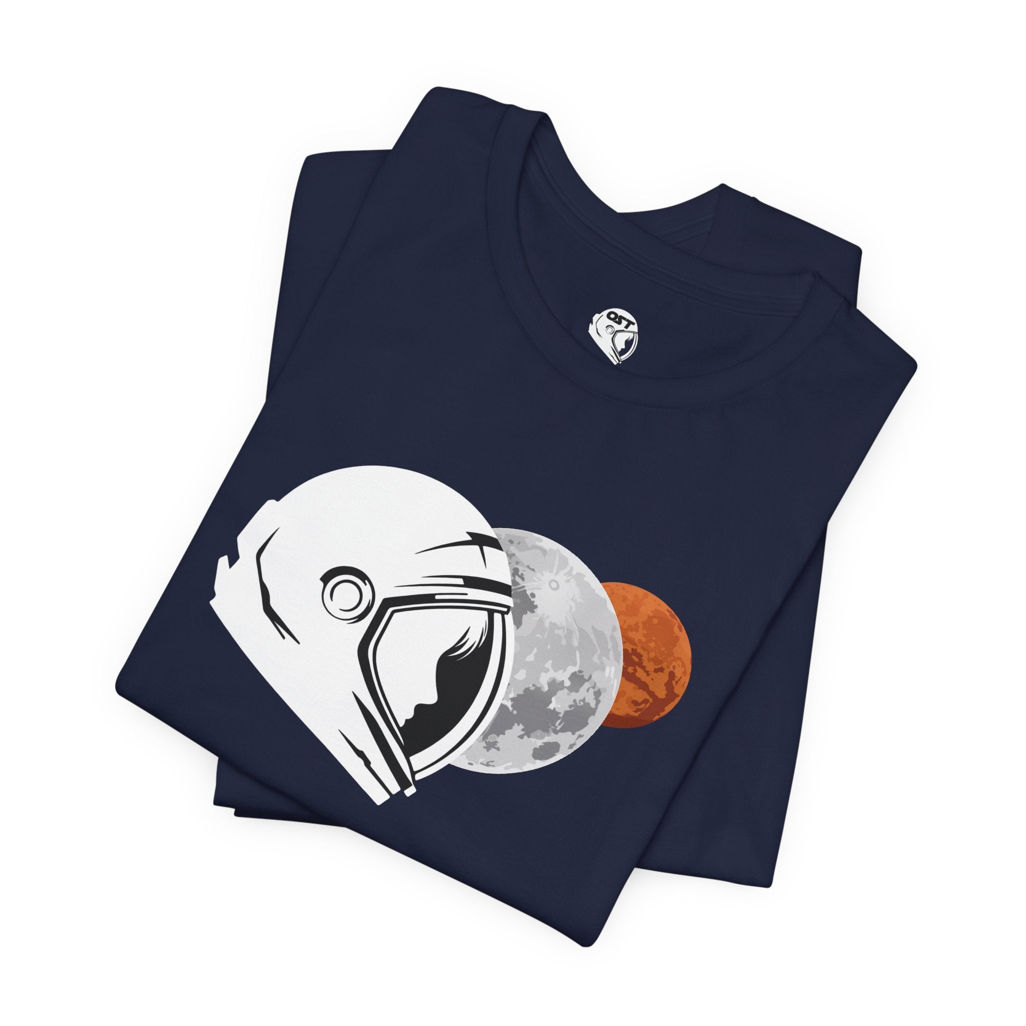 Astronaut with Moon & Mars T-shirt | Space Exploration Graphic Tee