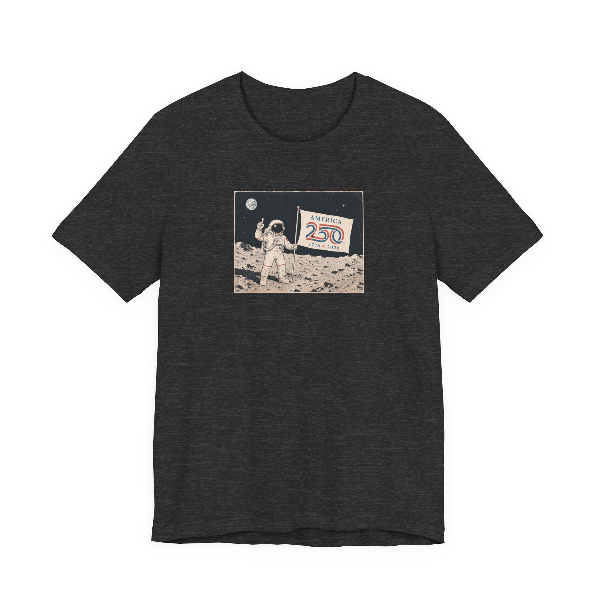 Astronaut on Moon 250th Anniversary T-Shirt | Americana Space Flag