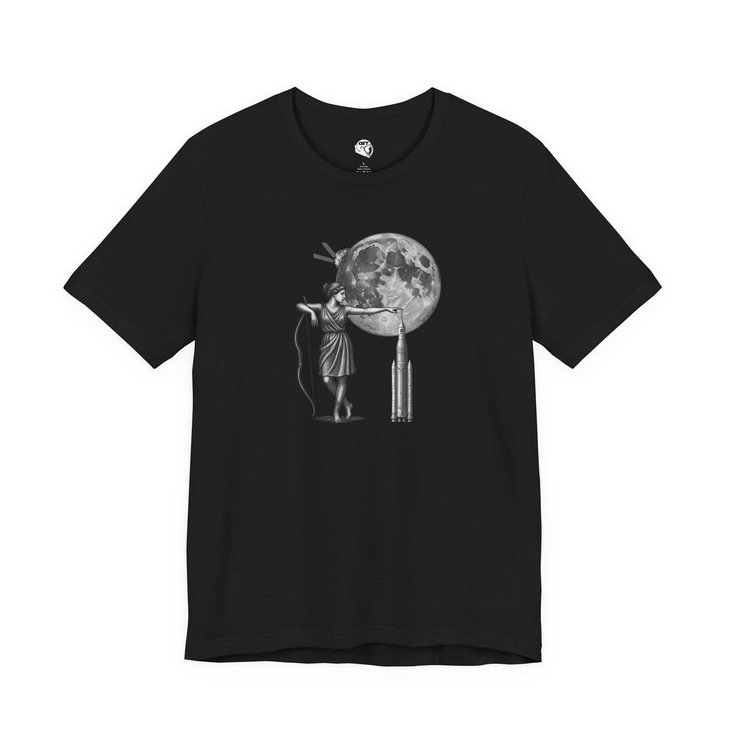 Artemis Moon Goddess with Rocket, Moon & Orion T-shirt | Space Mission Vintage Graphic Tee