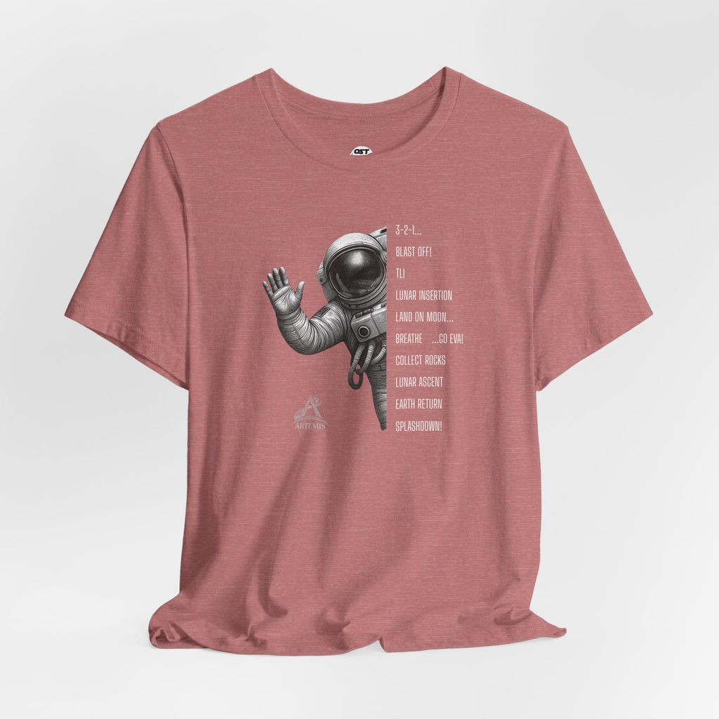 Artemis Mission Timeline with Astronaut | Space Mission Vintage Graphic Tee