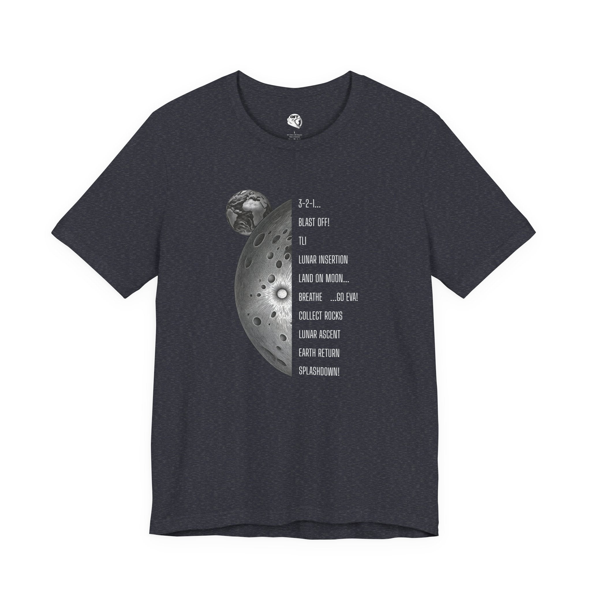Artemis Mission Timeline with Moon T-shirt | Space Mission Vintage Graphic Tee