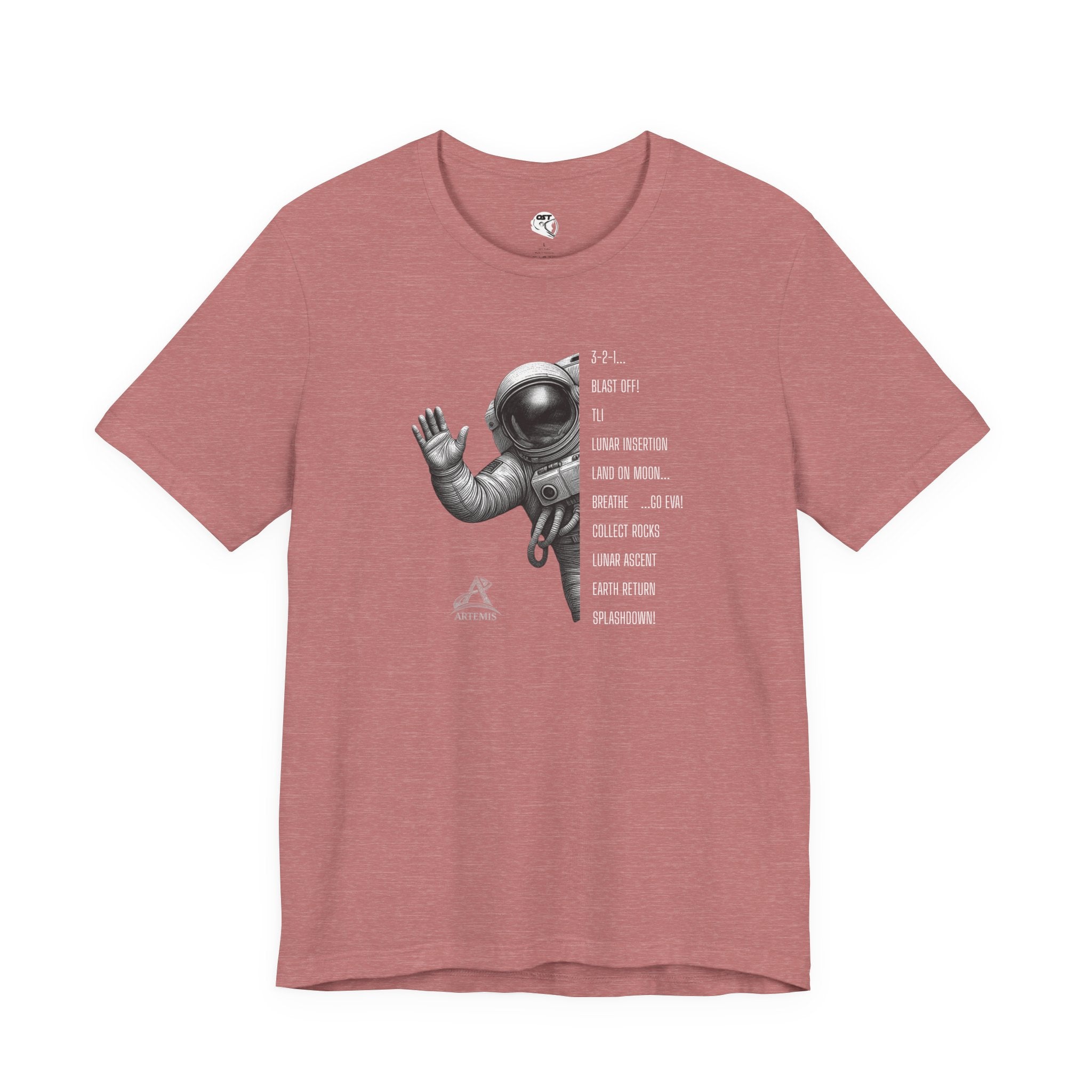Artemis Mission Timeline with Astronaut | Space Mission Vintage Graphic Tee