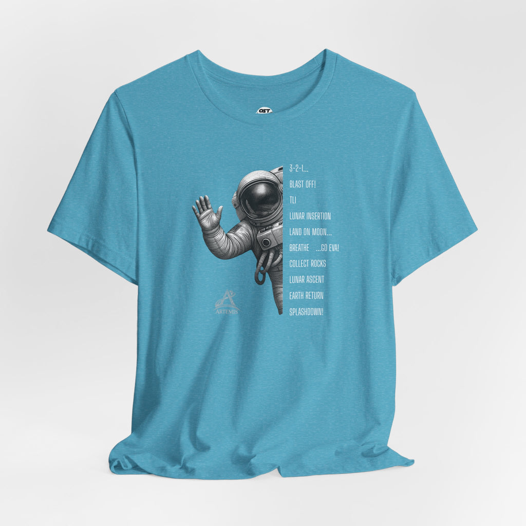 Artemis Mission Timeline with Astronaut | Space Mission Vintage Graphic Tee