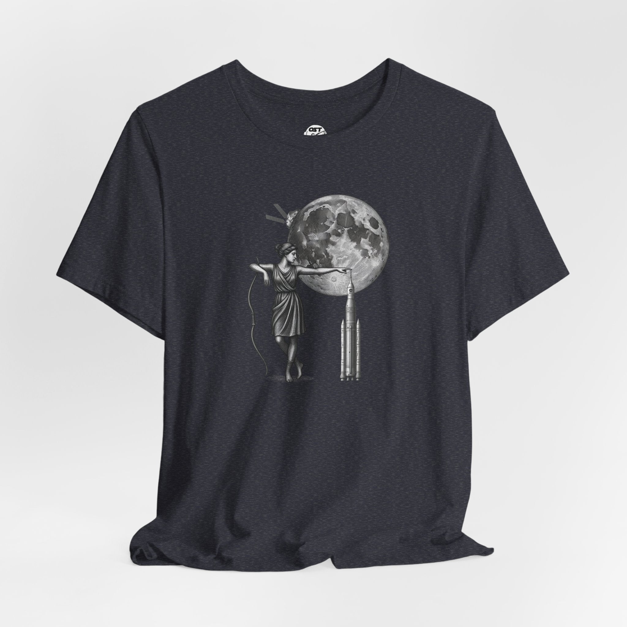 Artemis Moon Goddess with Rocket, Moon & Orion T-shirt | Space Mission Vintage Graphic Tee