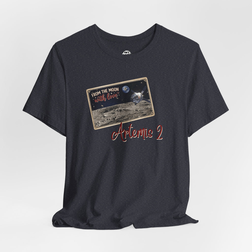 Artemis 2 Moon Postcard T-shirt | Space Mission Graphic Tee