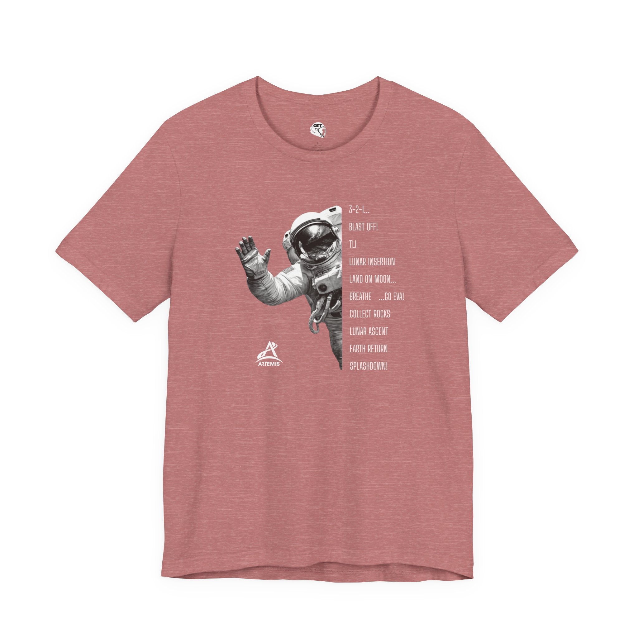 Artemis Mission Timeline with Astronaut T-shirt | Space Mission Graphic Tee