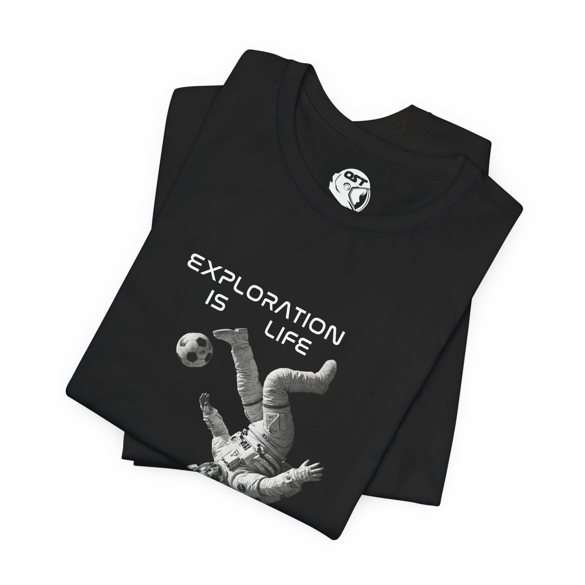 Exploration Is Life Astronaut Soccer Tee | Space Exploration Graphic Shirt