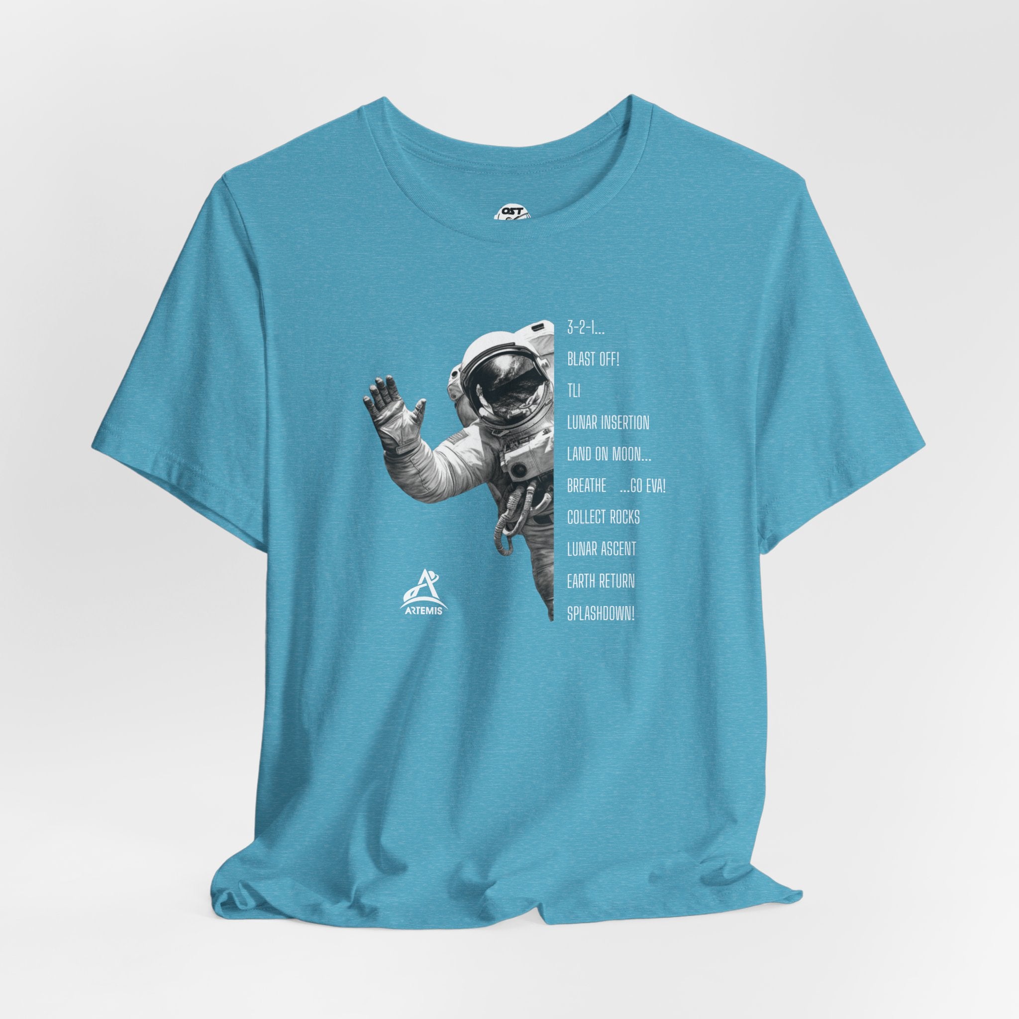 Artemis Mission Timeline with Astronaut T-shirt | Space Mission Graphic Tee