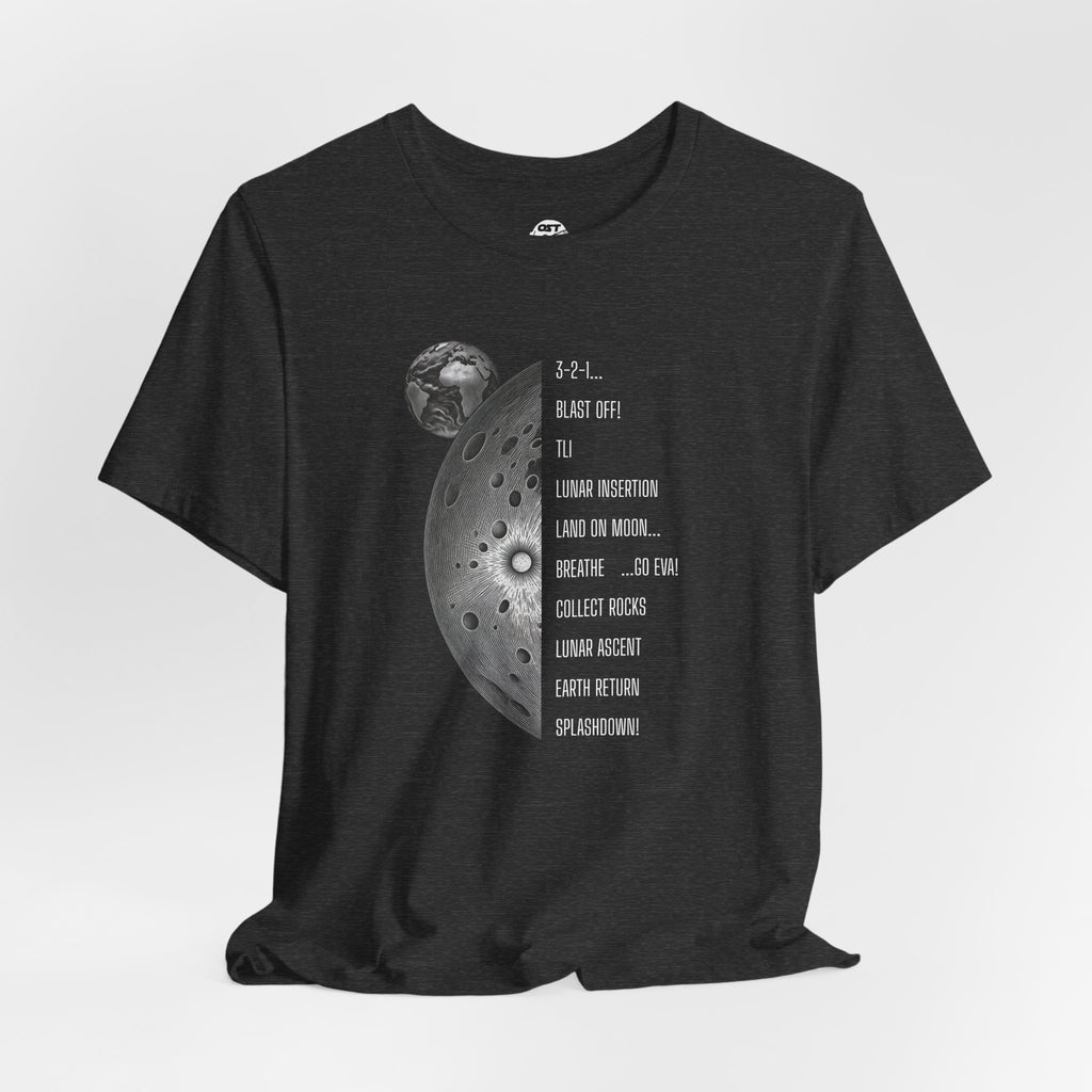 Artemis Mission Timeline with Moon T-shirt | Space Mission Vintage Graphic Tee