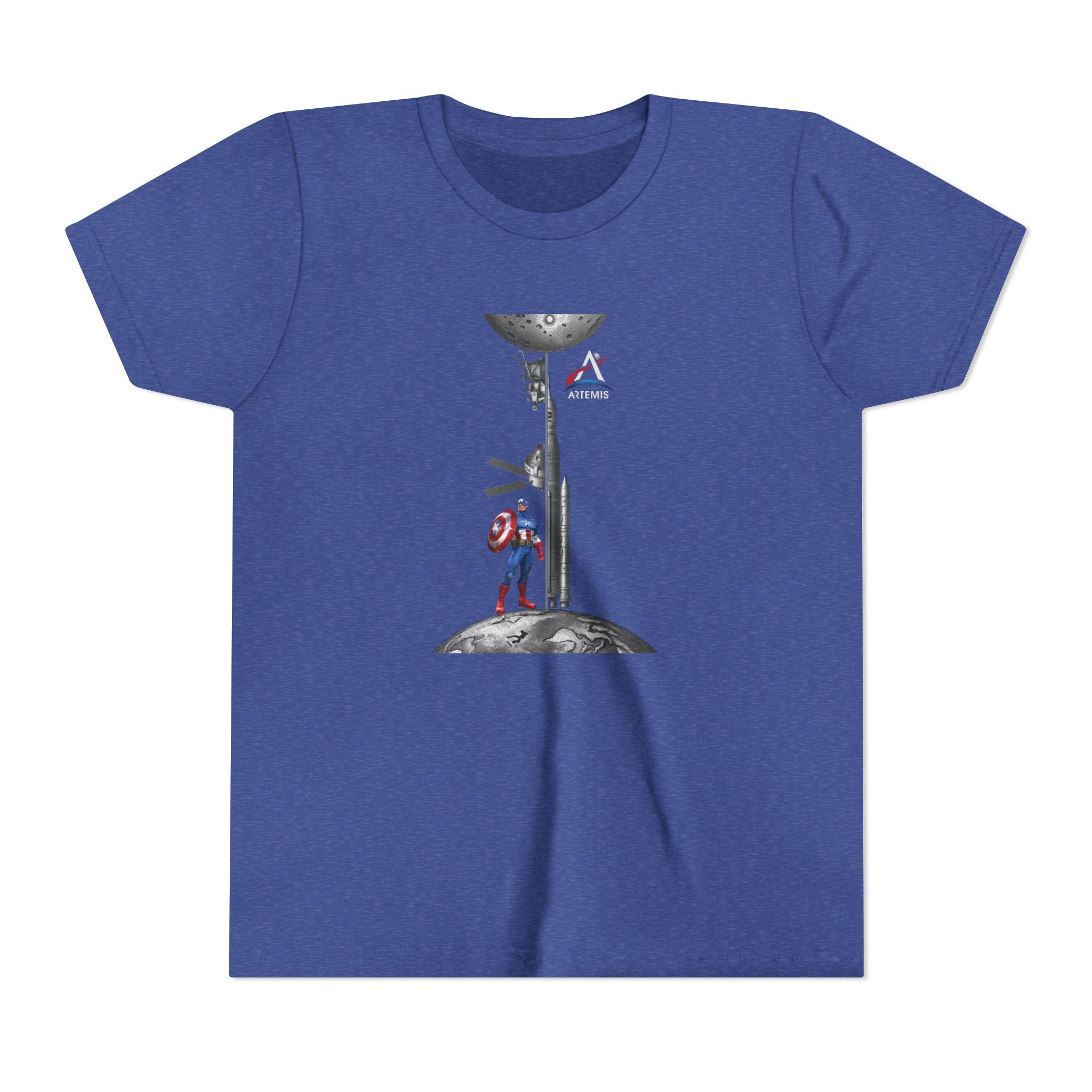 Superhero Shield Kid Tee | Space Elevator Astronaut Graphic