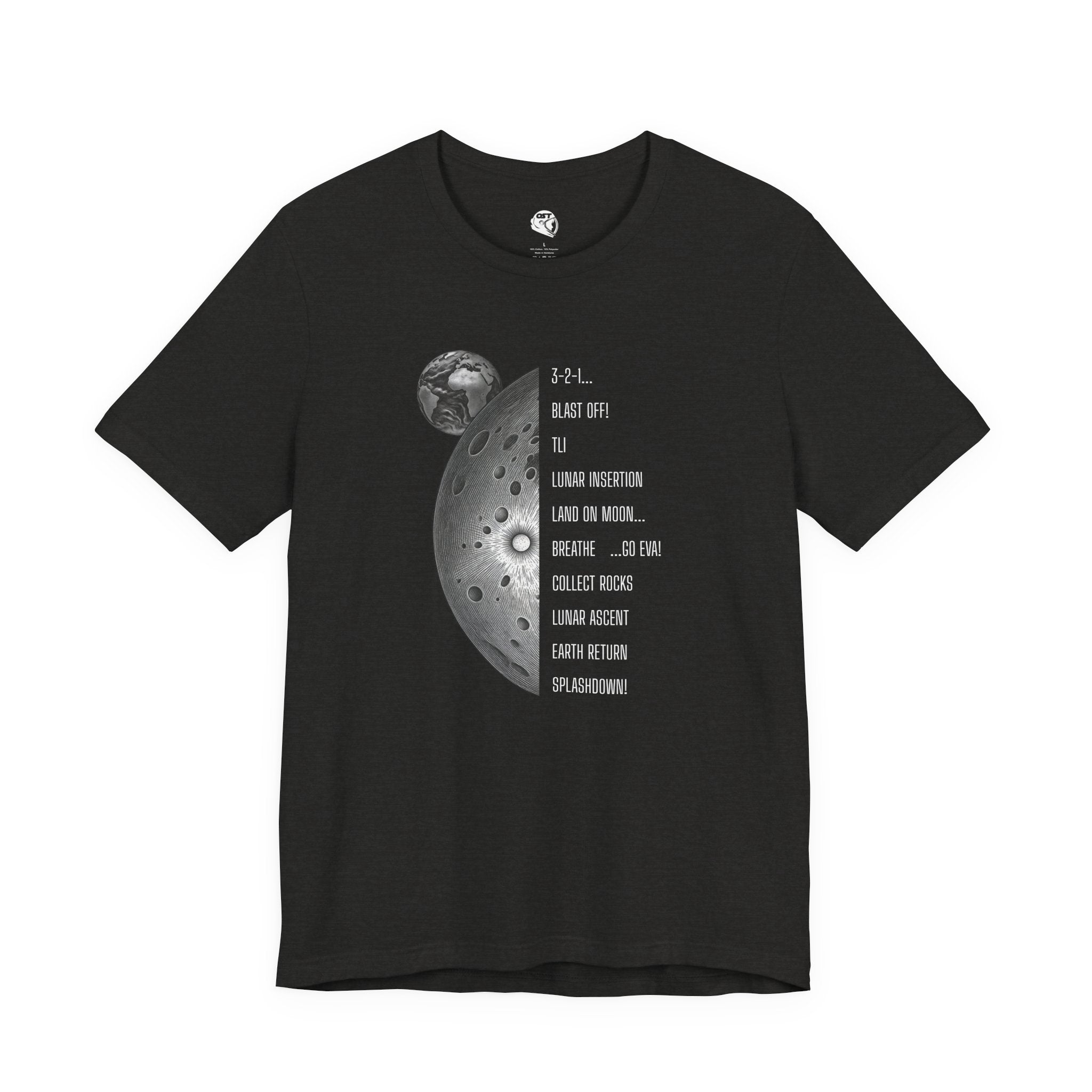 Artemis Mission Timeline with Moon T-shirt | Space Mission Vintage Graphic Tee