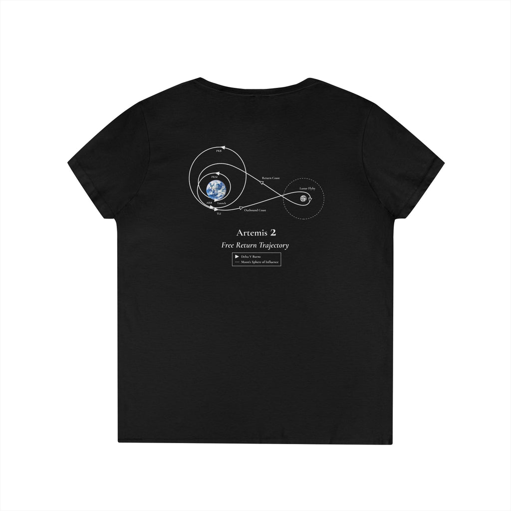 Artemis 2 Moon Postcard V-Neck T-Shirt | Lunar Mission Shirt