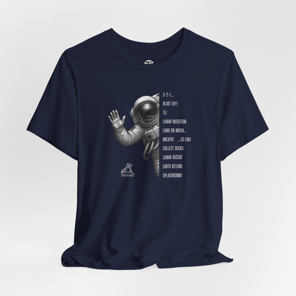 Artemis Mission Timeline with Astronaut | Space Mission Vintage Graphic Tee