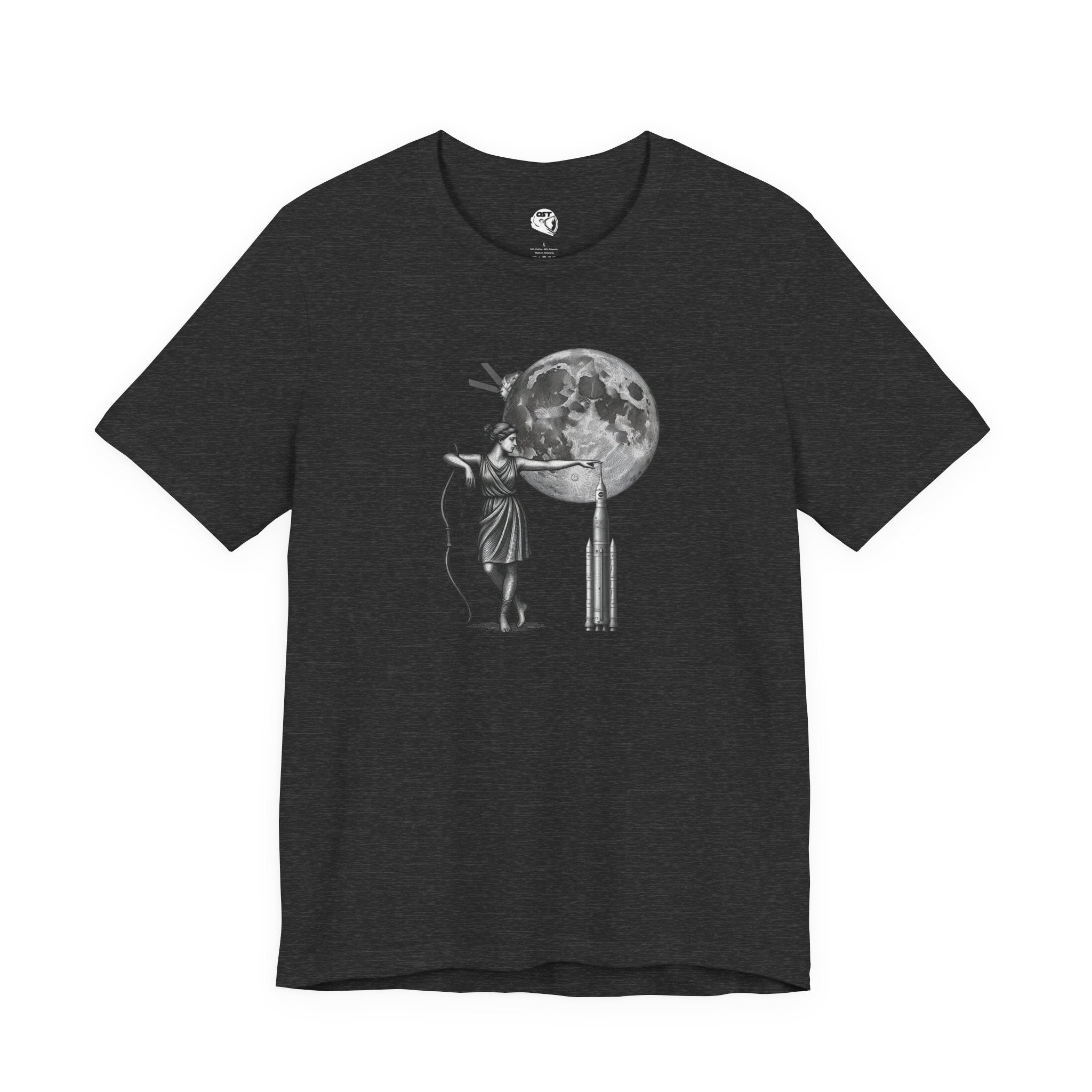 Artemis Moon Goddess with Rocket, Moon & Orion T-shirt | Space Mission Vintage Graphic Tee