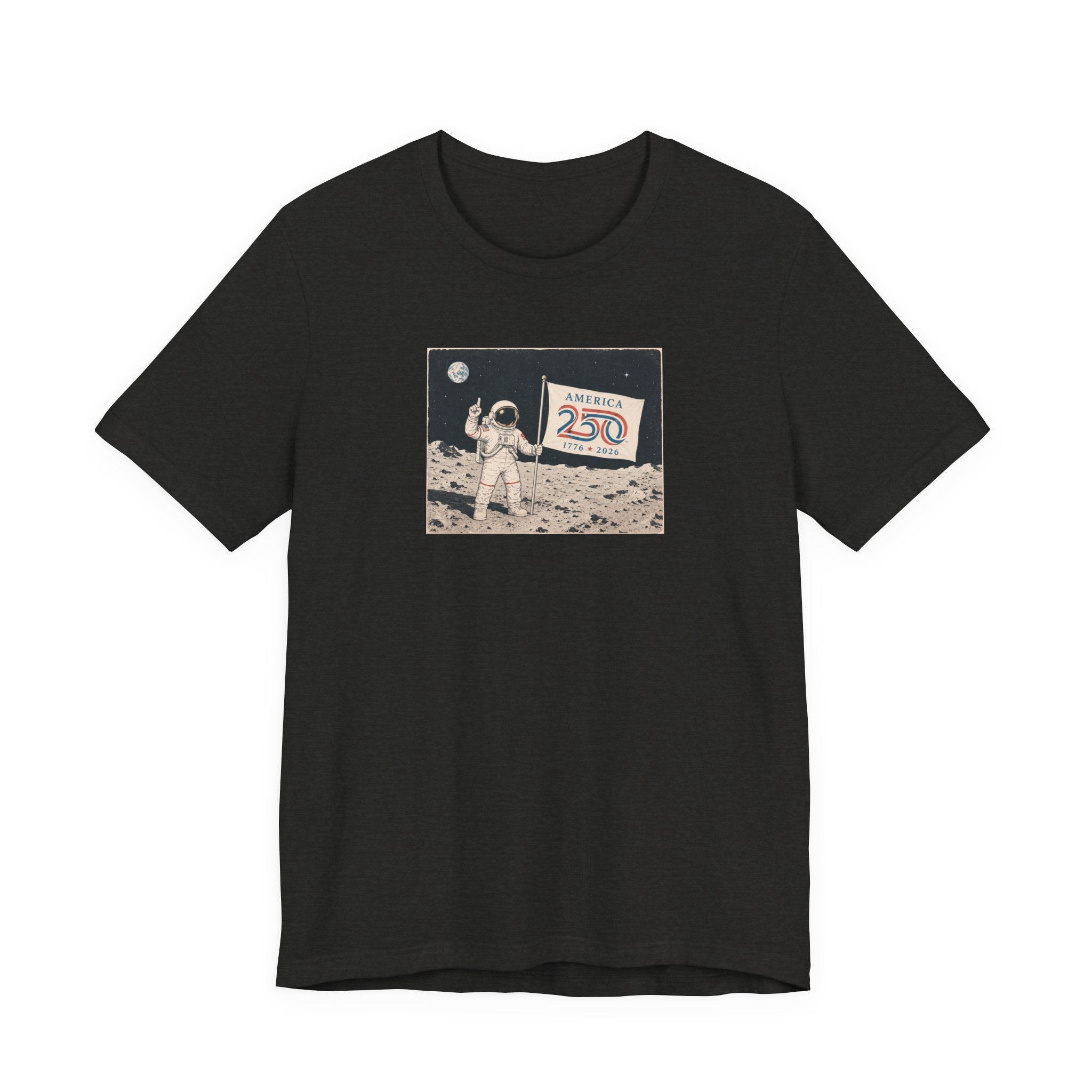 Astronaut on Moon 250th Anniversary T-Shirt | Americana Space Flag