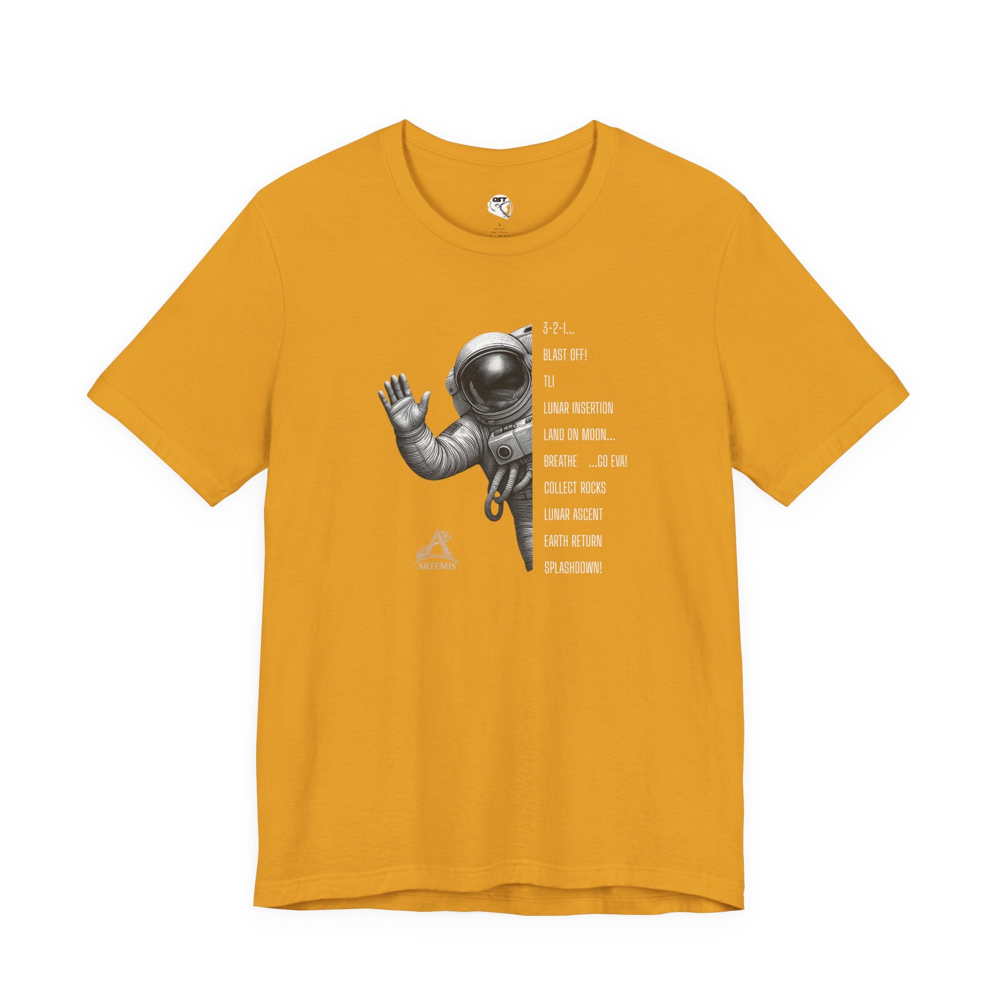 Artemis Mission Timeline with Astronaut | Space Mission Vintage Graphic Tee