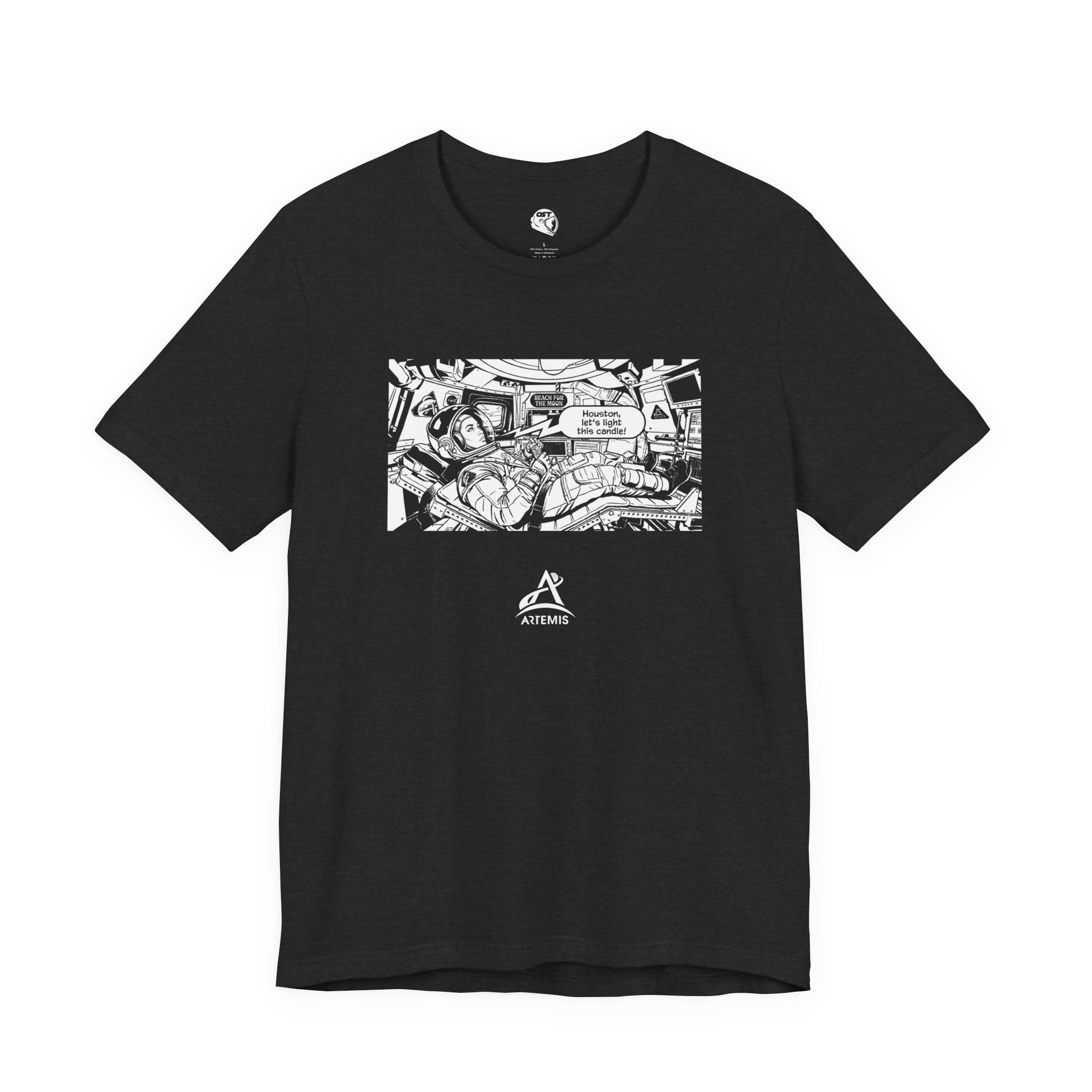Moon Launch Astronaut Tee | Black Graphic Panel, Streetwear Illustration