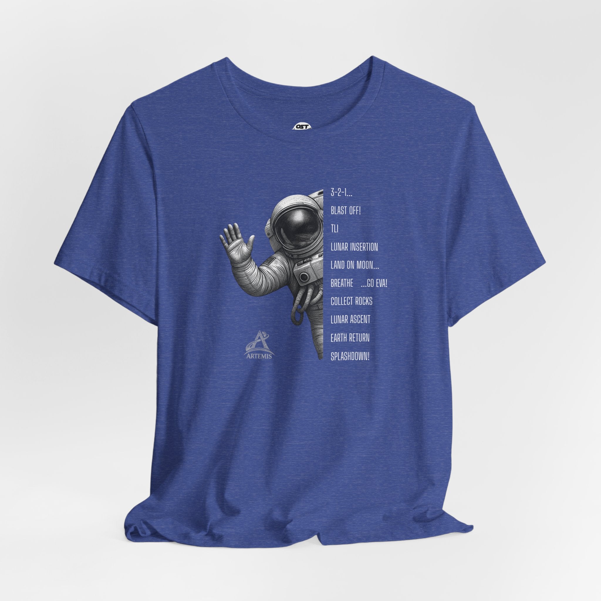 Artemis Mission Timeline with Astronaut | Space Mission Vintage Graphic Tee