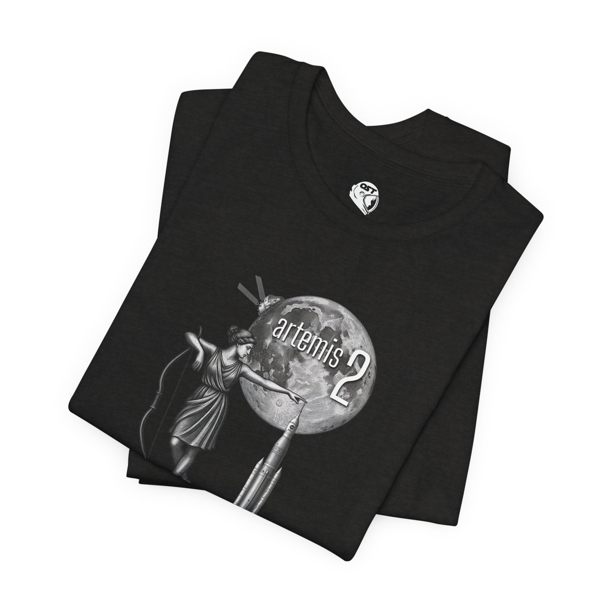 Artemis 2 Mission with Moon Goddess, Rocket, Moon & Orion T-shirt | Space Mission Vintage Graphic Tee