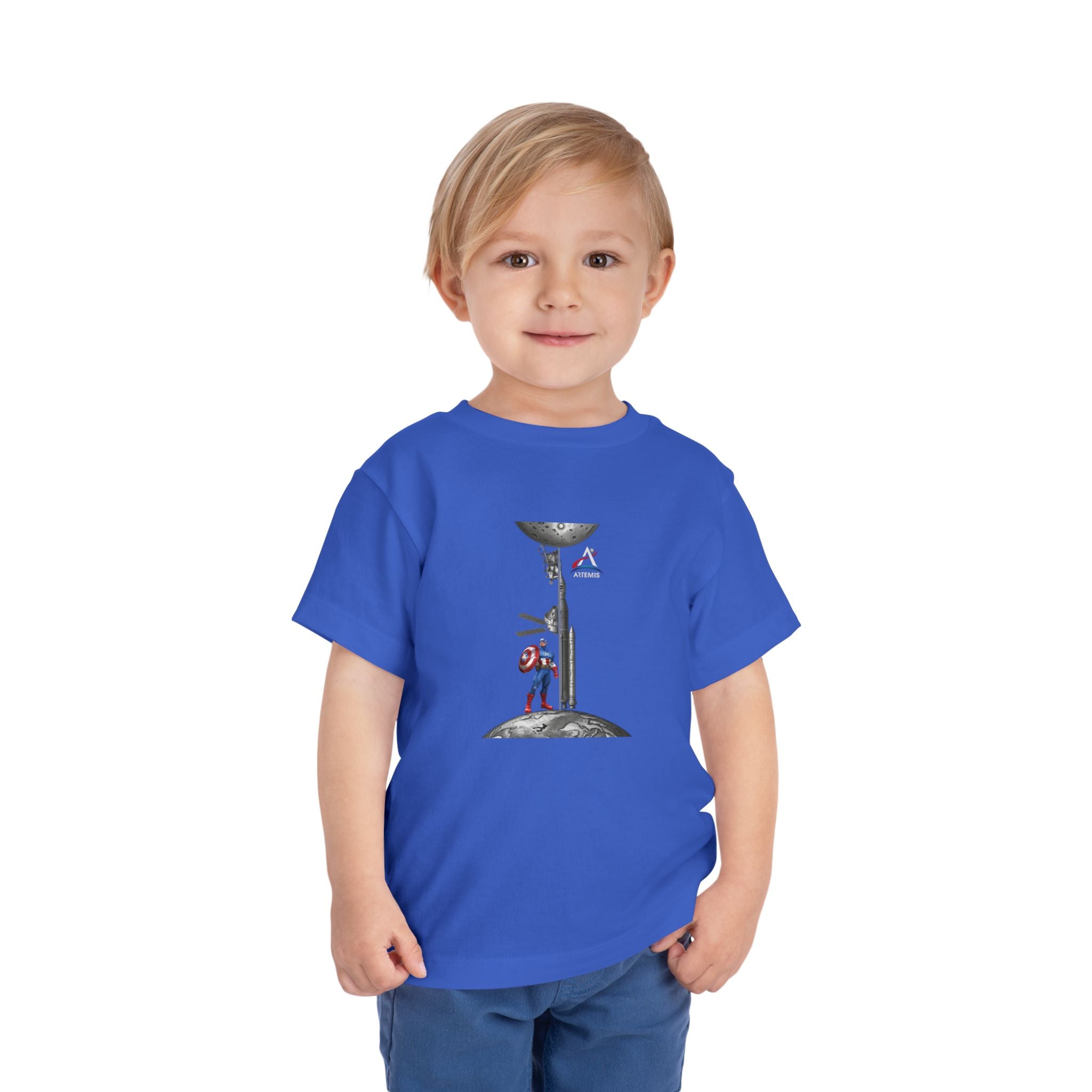 Astronaut Kid on Moon Toddler Tee | Space Helmet Rocket Illustration