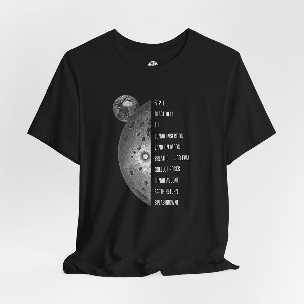 Artemis Mission Timeline with Moon T-shirt | Space Mission Vintage Graphic Tee
