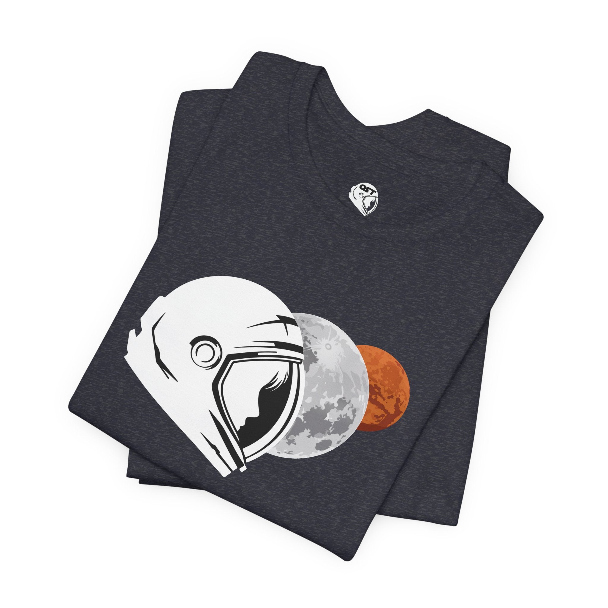 Astronaut with Moon & Mars T-shirt | Space Exploration Graphic Tee