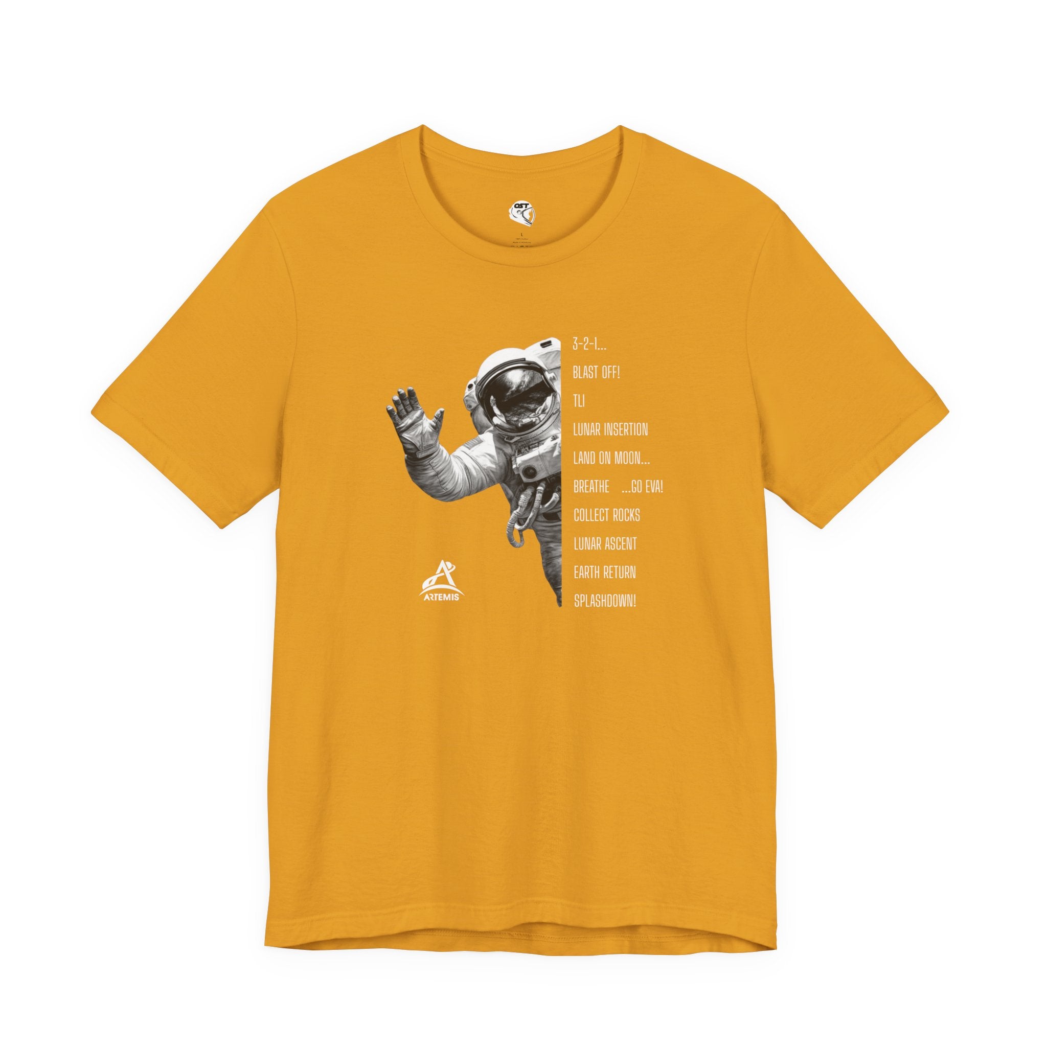 Artemis Mission Timeline with Astronaut T-shirt | Space Mission Graphic Tee