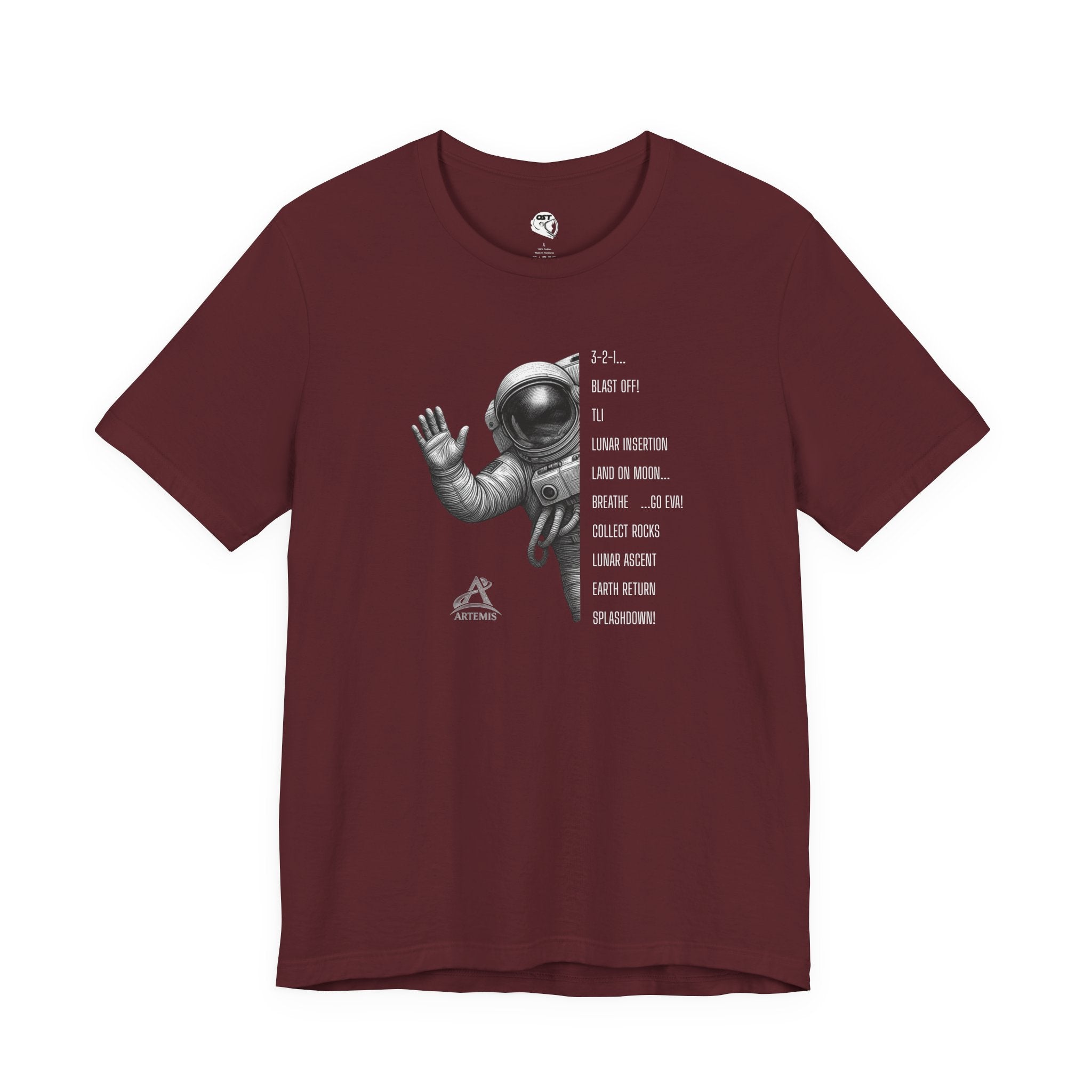 Artemis Mission Timeline with Astronaut | Space Mission Vintage Graphic Tee