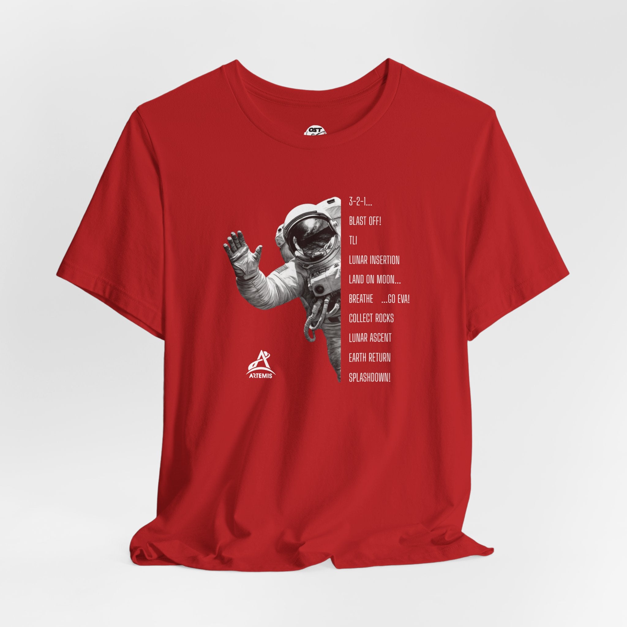 Artemis Mission Timeline with Astronaut T-shirt | Space Mission Graphic Tee