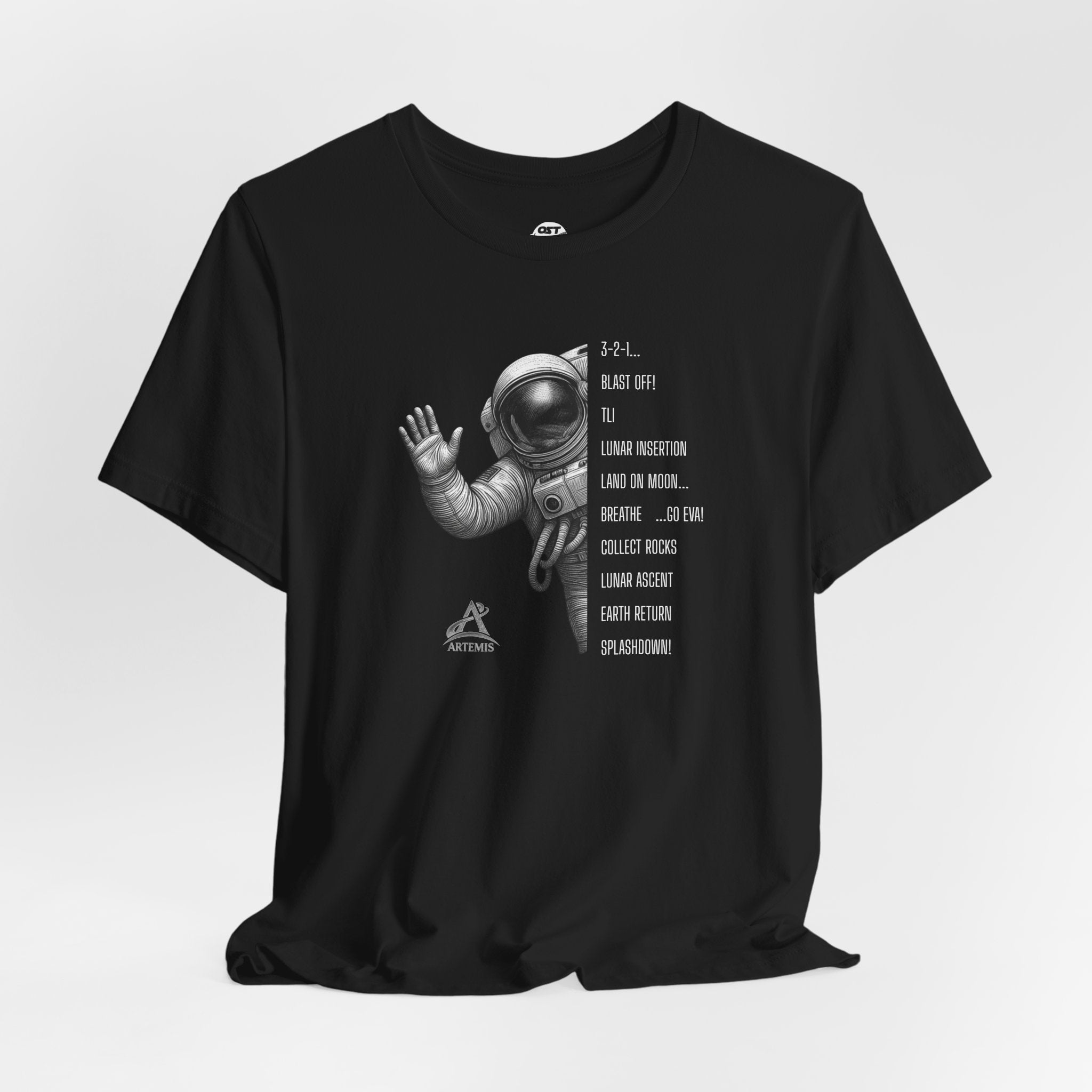 Artemis Mission Timeline with Astronaut | Space Mission Vintage Graphic Tee