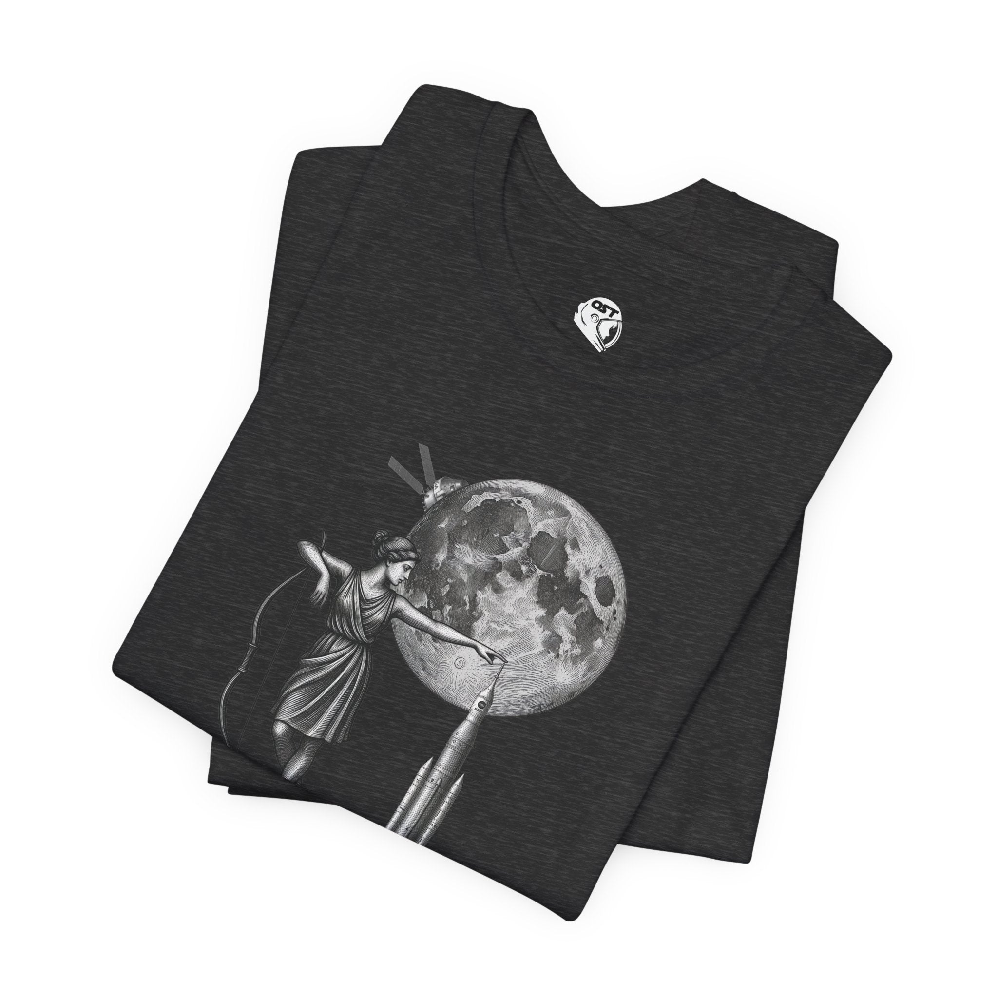 Artemis Moon Goddess with Rocket, Moon & Orion T-shirt | Space Mission Vintage Graphic Tee