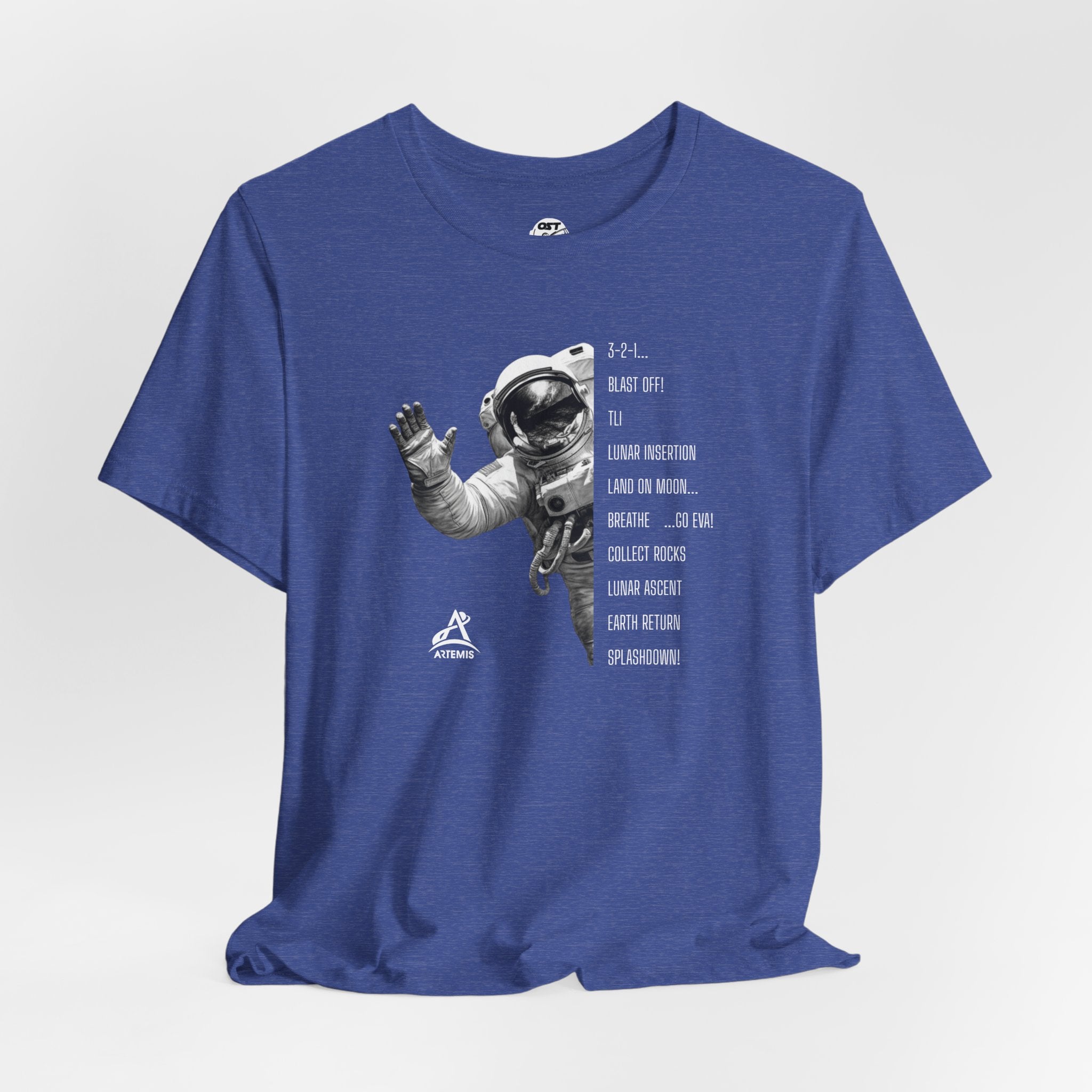 Artemis Mission Timeline with Astronaut T-shirt | Space Mission Graphic Tee