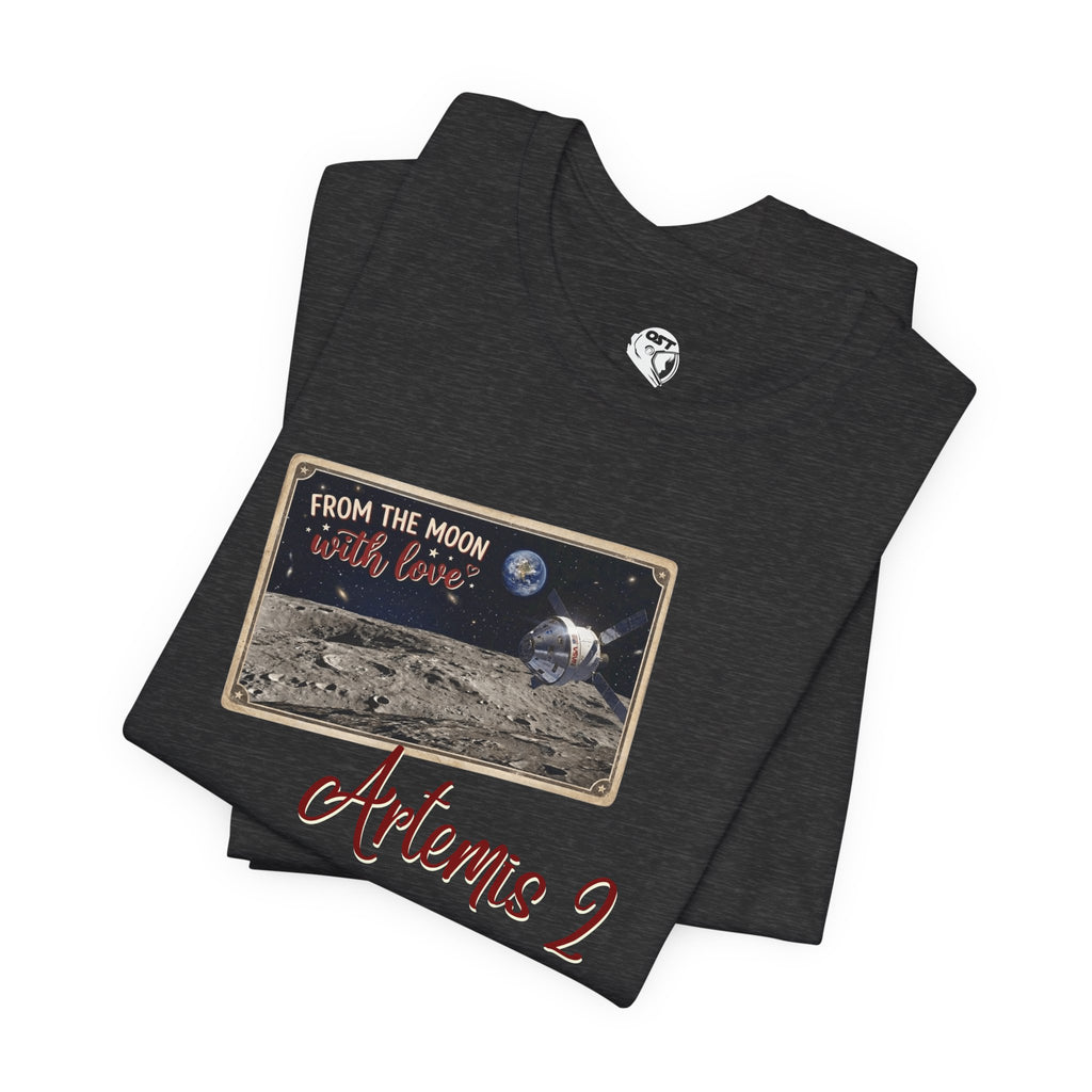 Artemis 2 Moon Postcard T-shirt | Space Mission Graphic Tee
