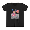 Kids Astronaut Moon Tee – Pink Space Explorer with American Flag