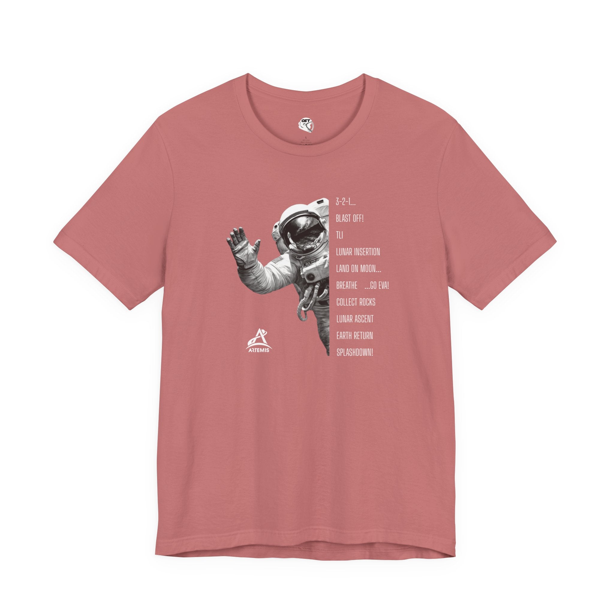Artemis Mission Timeline with Astronaut T-shirt | Space Mission Graphic Tee